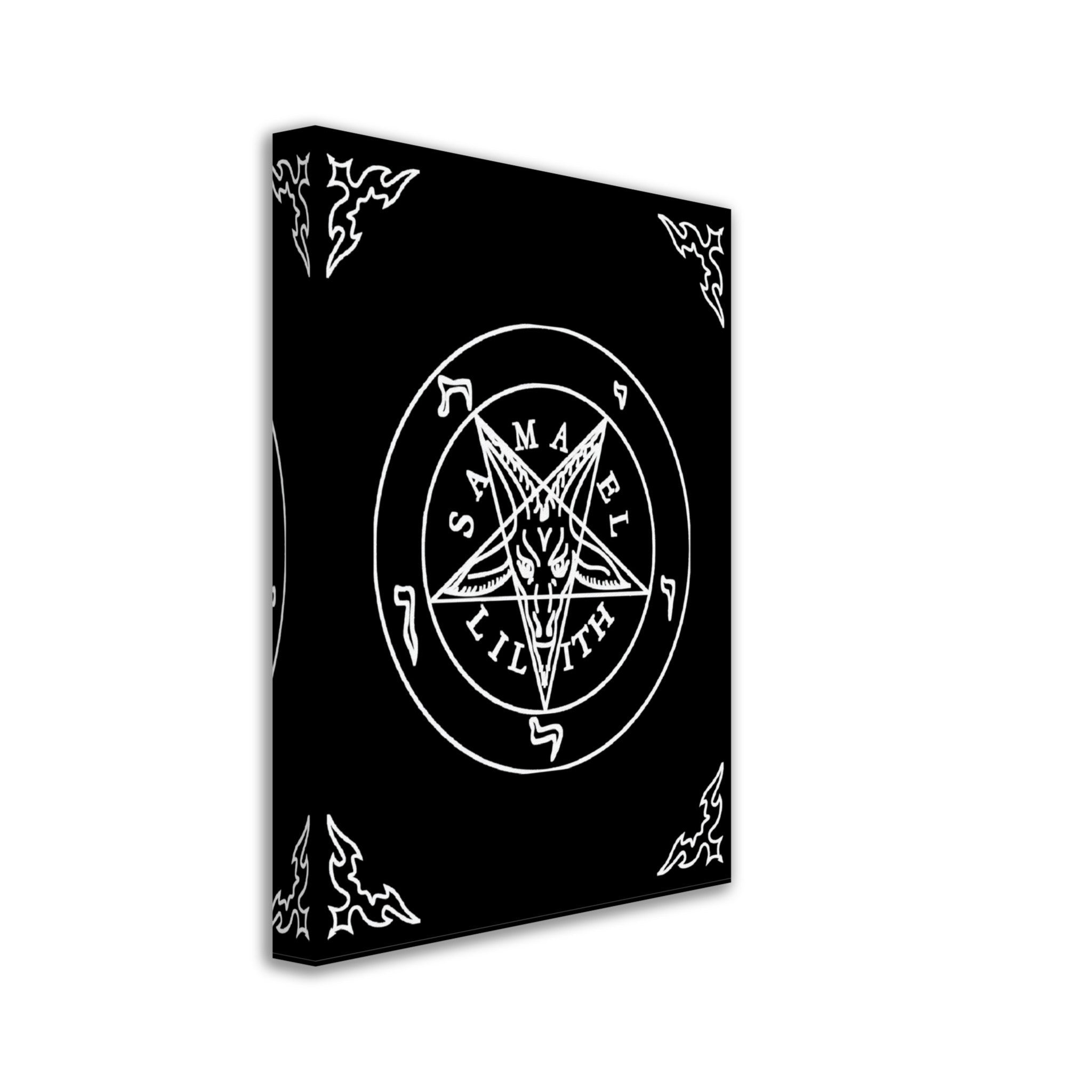 Sigil Of Baphomet Canvas - Seal Of Baphomet Canvas - White On Black - Samael Lilith Version Canvas Print - WallArtPrints4U