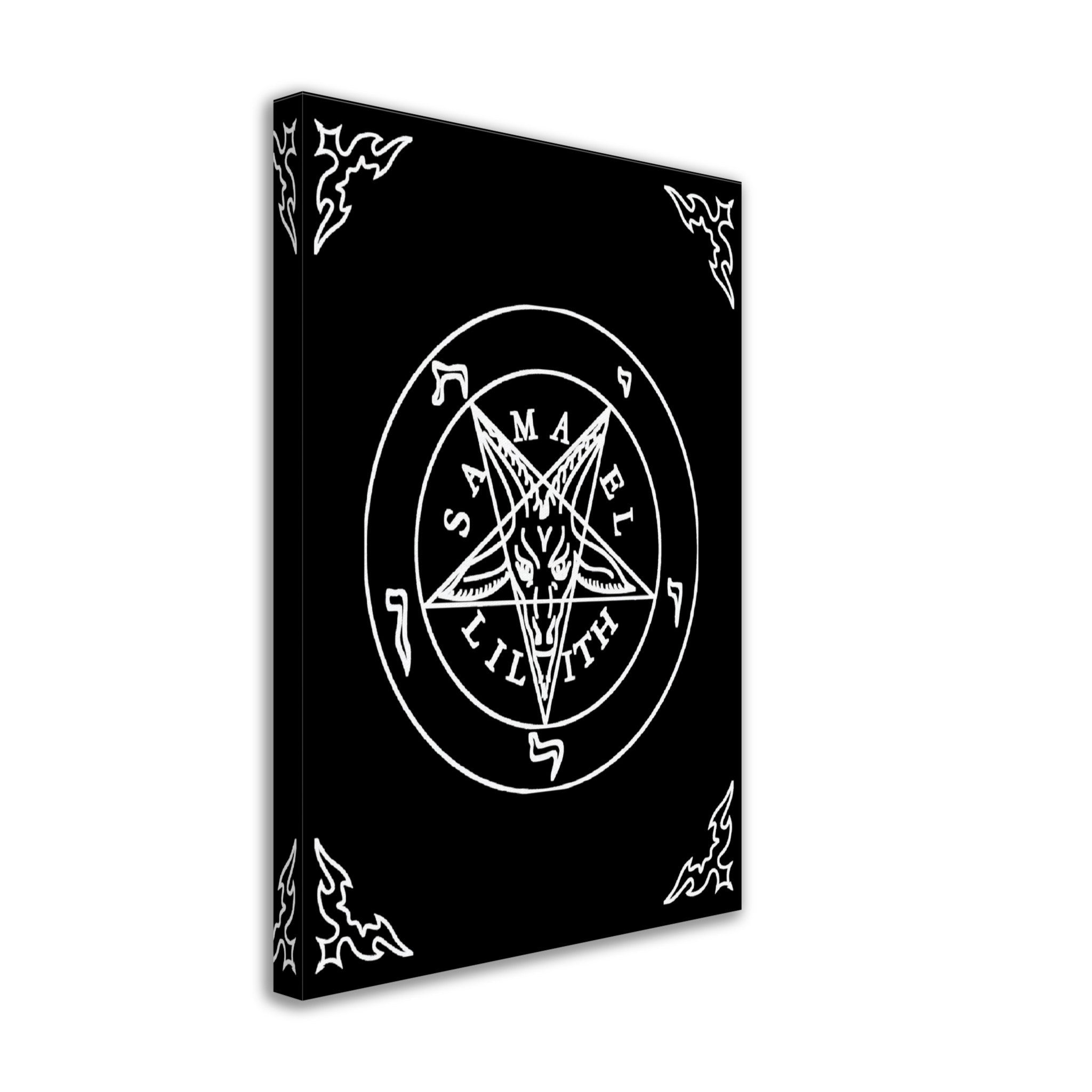 Sigil Of Baphomet Canvas - Seal Of Baphomet Canvas - White On Black - Samael Lilith Version Canvas Print - WallArtPrints4U