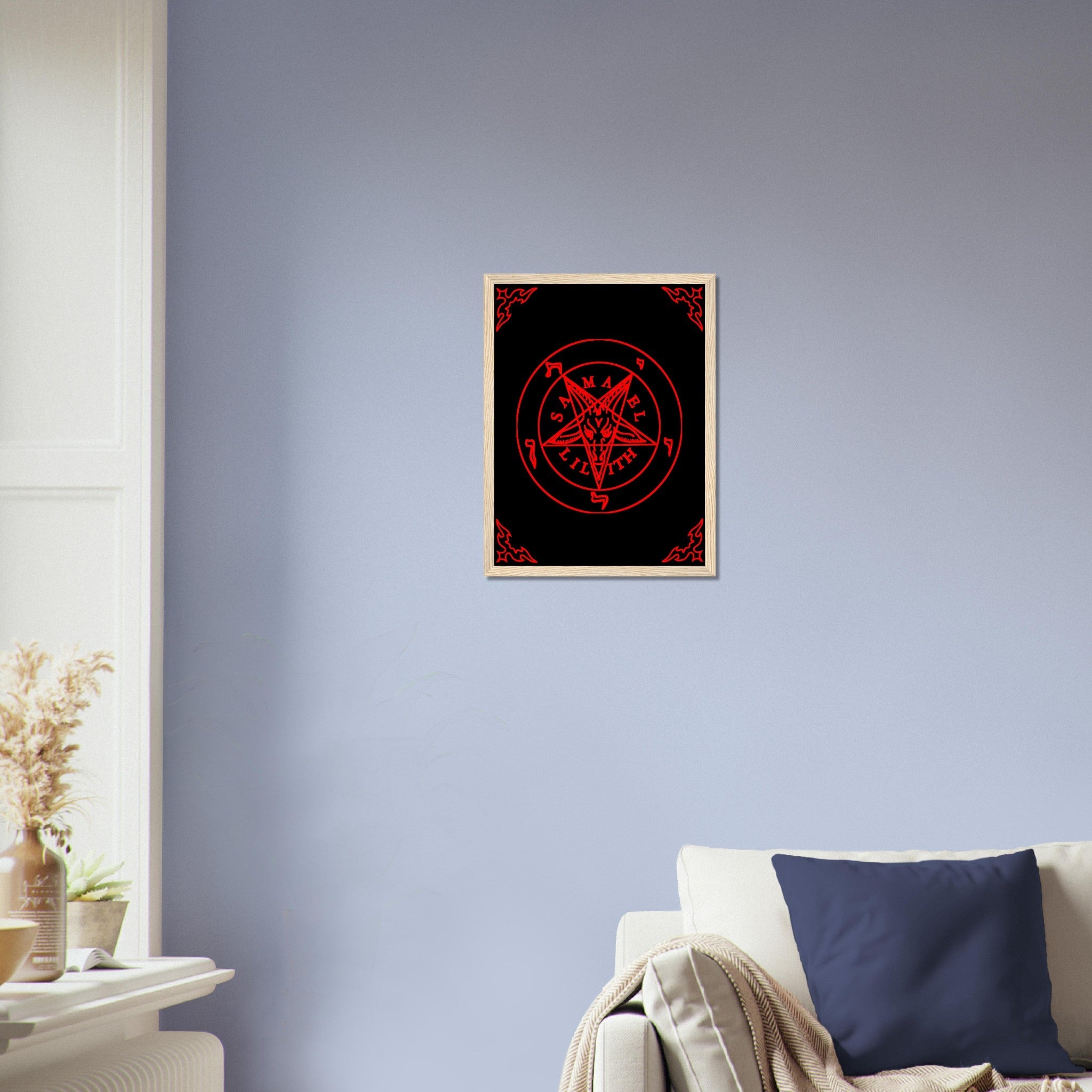 Sigil Of Baphomet Framed - Red Seal Of Baphomet Framed - Red On Black - Samael Lilith Version Framed Print UK, EU, USA, AUS Domestic Shipping - WallArtPrints4U