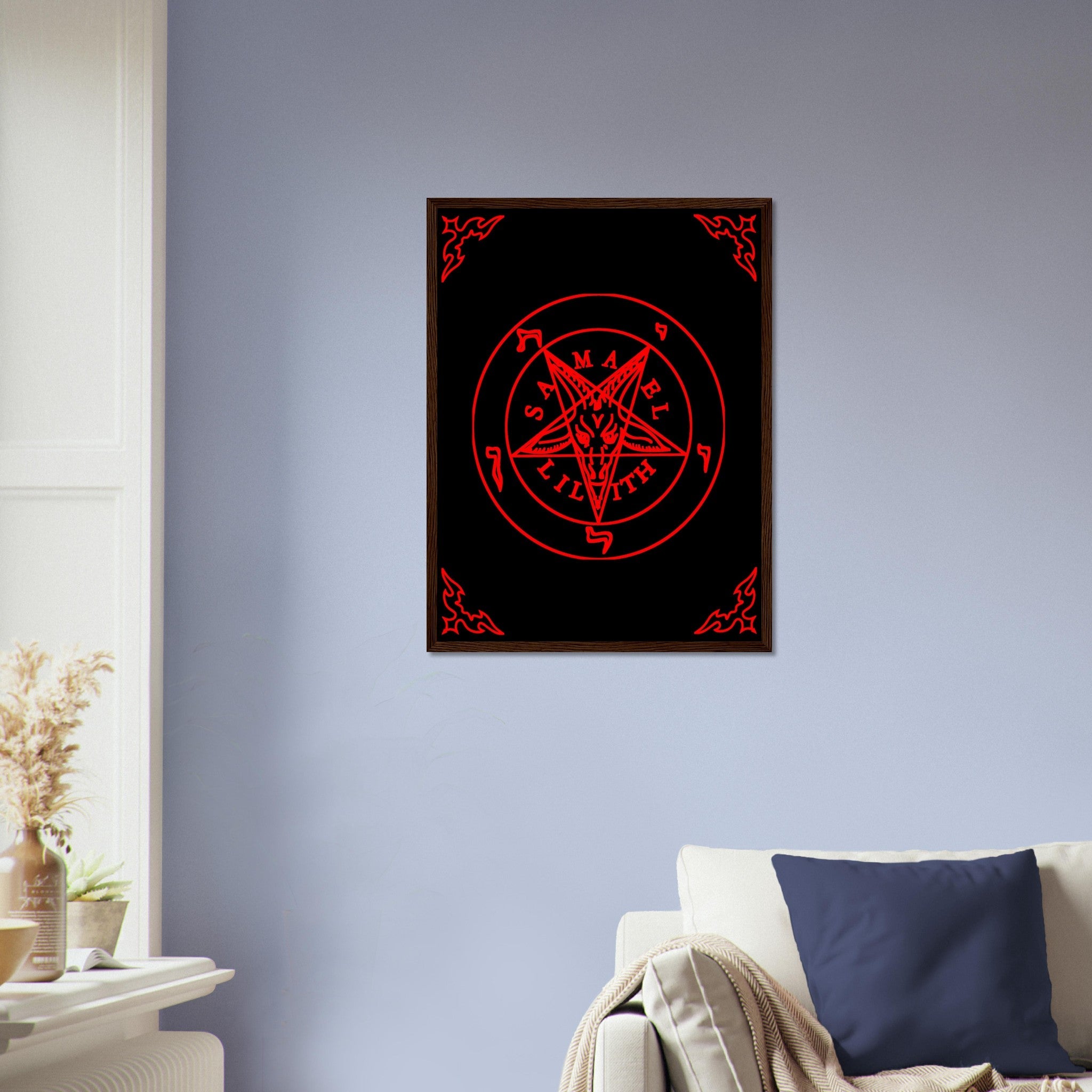 Sigil Of Baphomet Framed - Red Seal Of Baphomet Framed - Red On Black - Samael Lilith Version Framed Print UK, EU, USA, AUS Domestic Shipping - WallArtPrints4U