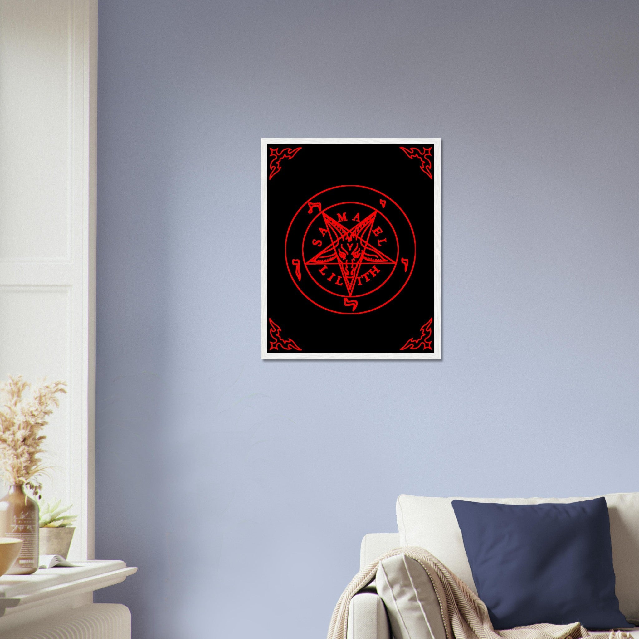 Sigil Of Baphomet Framed - Red Seal Of Baphomet Framed - Red On Black - Samael Lilith Version Framed Print UK, EU, USA, AUS Domestic Shipping - WallArtPrints4U