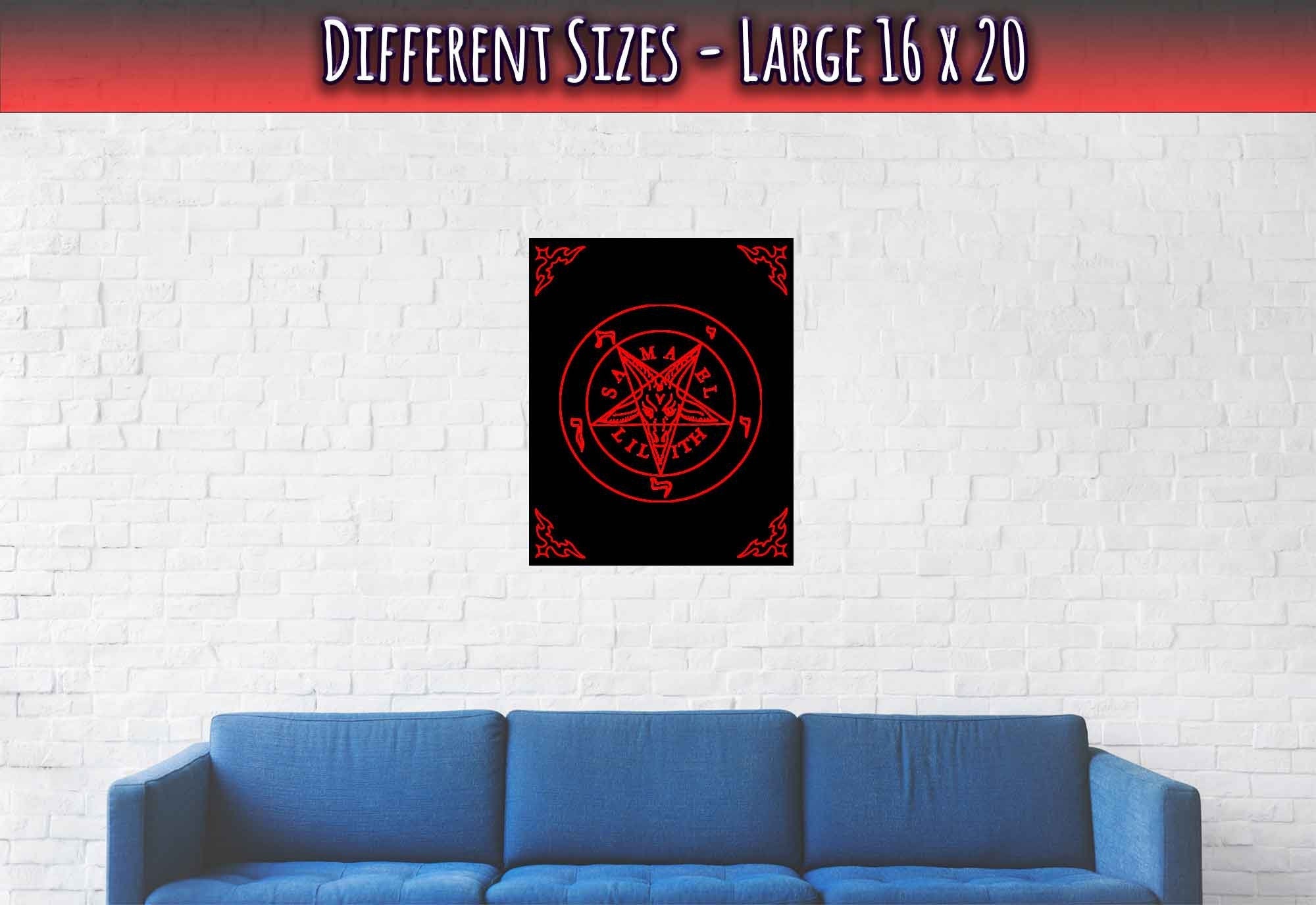 Sigil Of Baphomet Poster - Red Seal Of Baphomet Poster - Red On Black - Samael Lilith Version Print - WallArtPrints4U