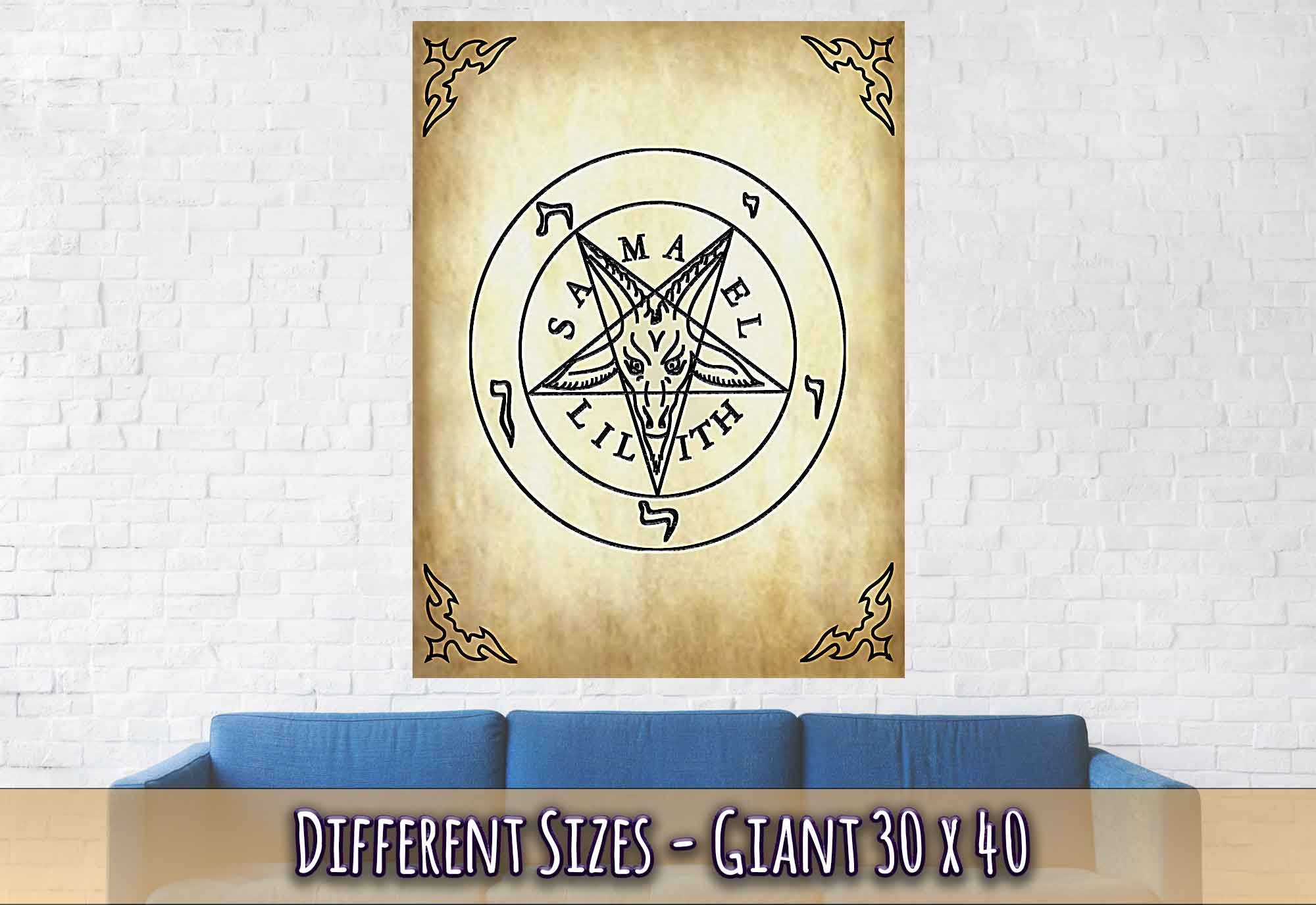 Sigil Of Baphomet Poster - Seal Of Baphomet Poster - Samael Lilith Version Print Aged Parchment - WallArtPrints4U