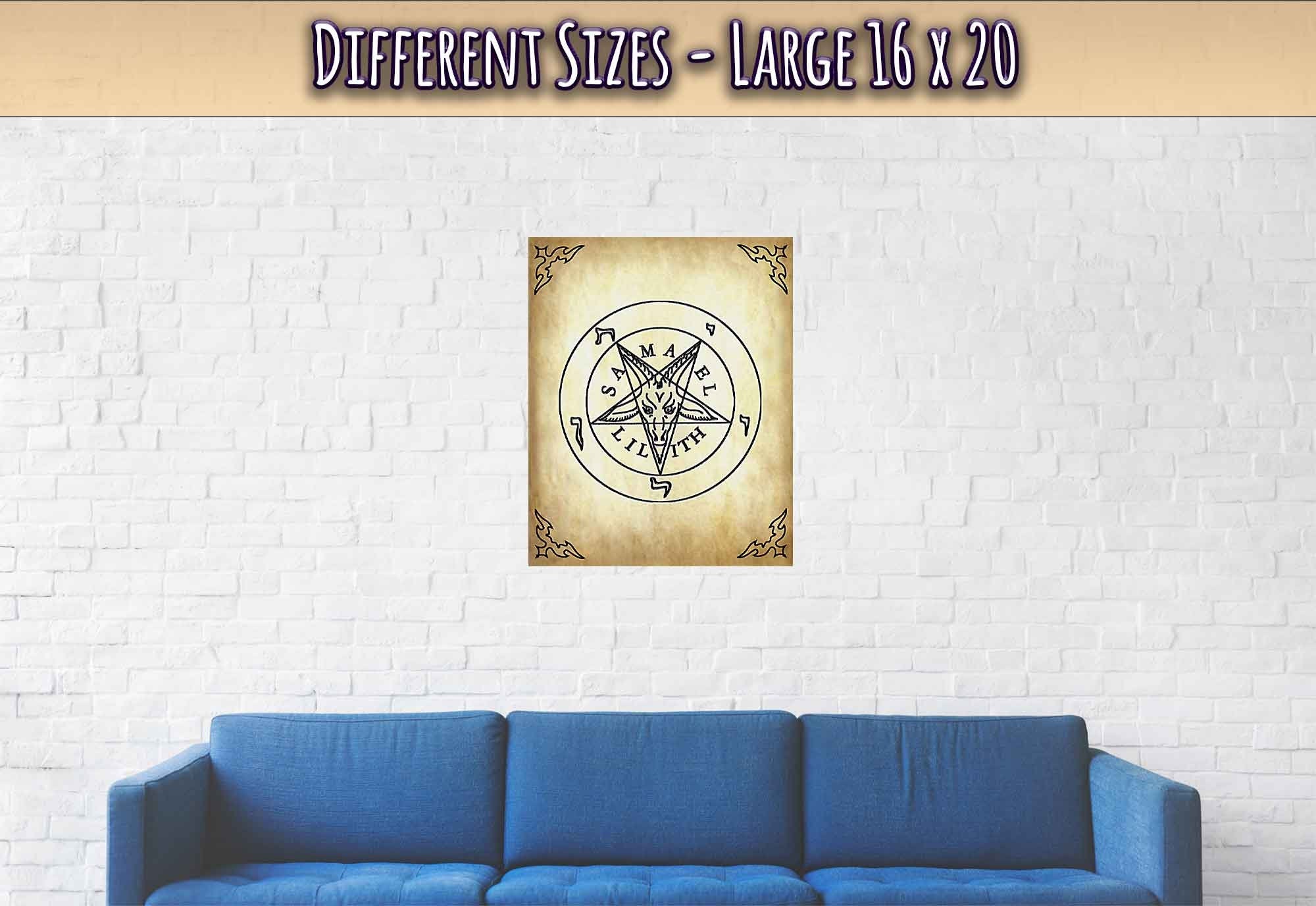 Sigil Of Baphomet Poster - Seal Of Baphomet Poster - Samael Lilith Version Print Aged Parchment - WallArtPrints4U