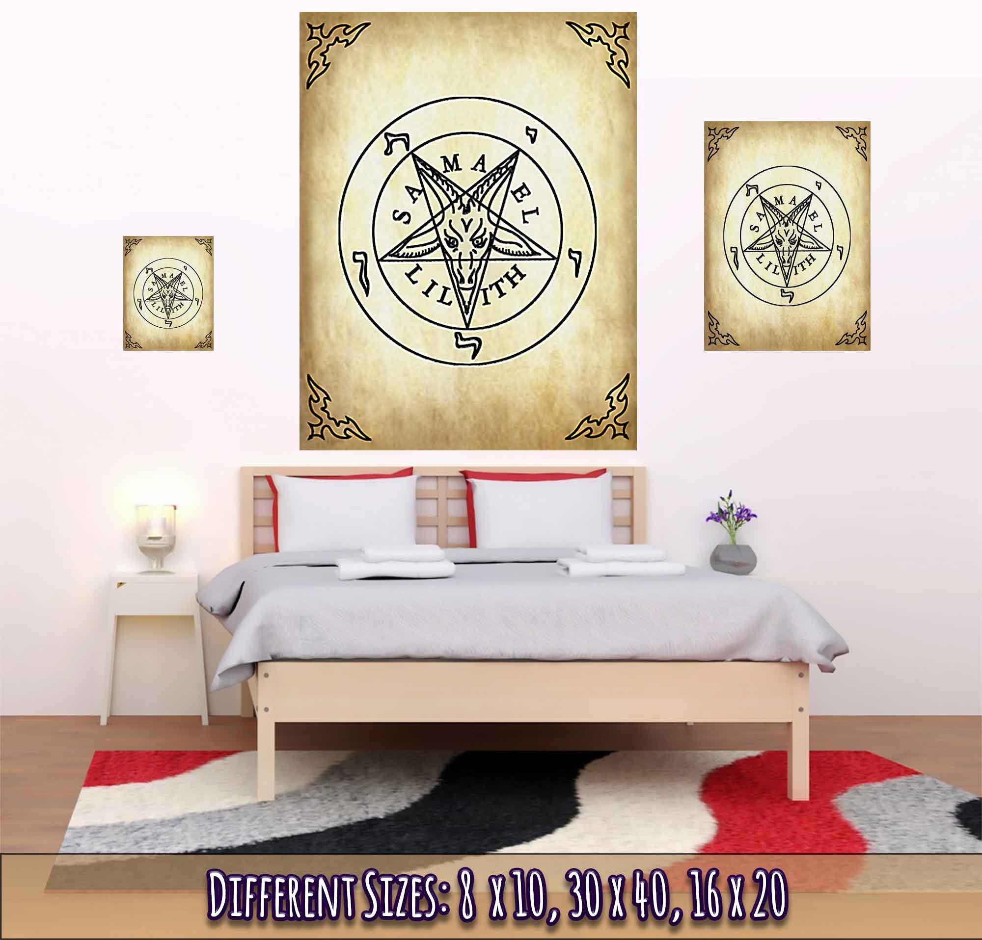 Sigil Of Baphomet Poster - Seal Of Baphomet Poster - Samael Lilith Version Print Aged Parchment - WallArtPrints4U