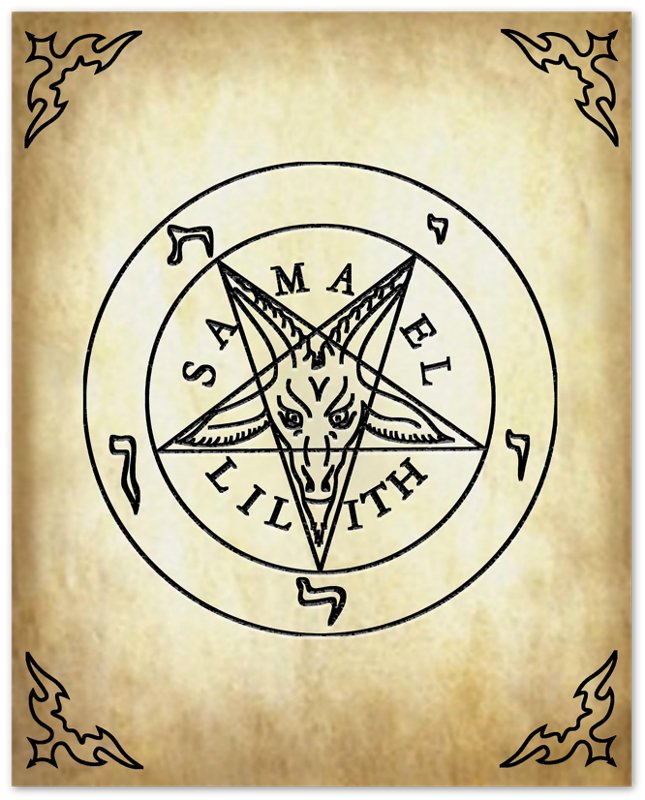 Sigil Of Baphomet Poster - Seal Of Baphomet Poster - Samael Lilith Version Print Aged Parchment - WallArtPrints4U