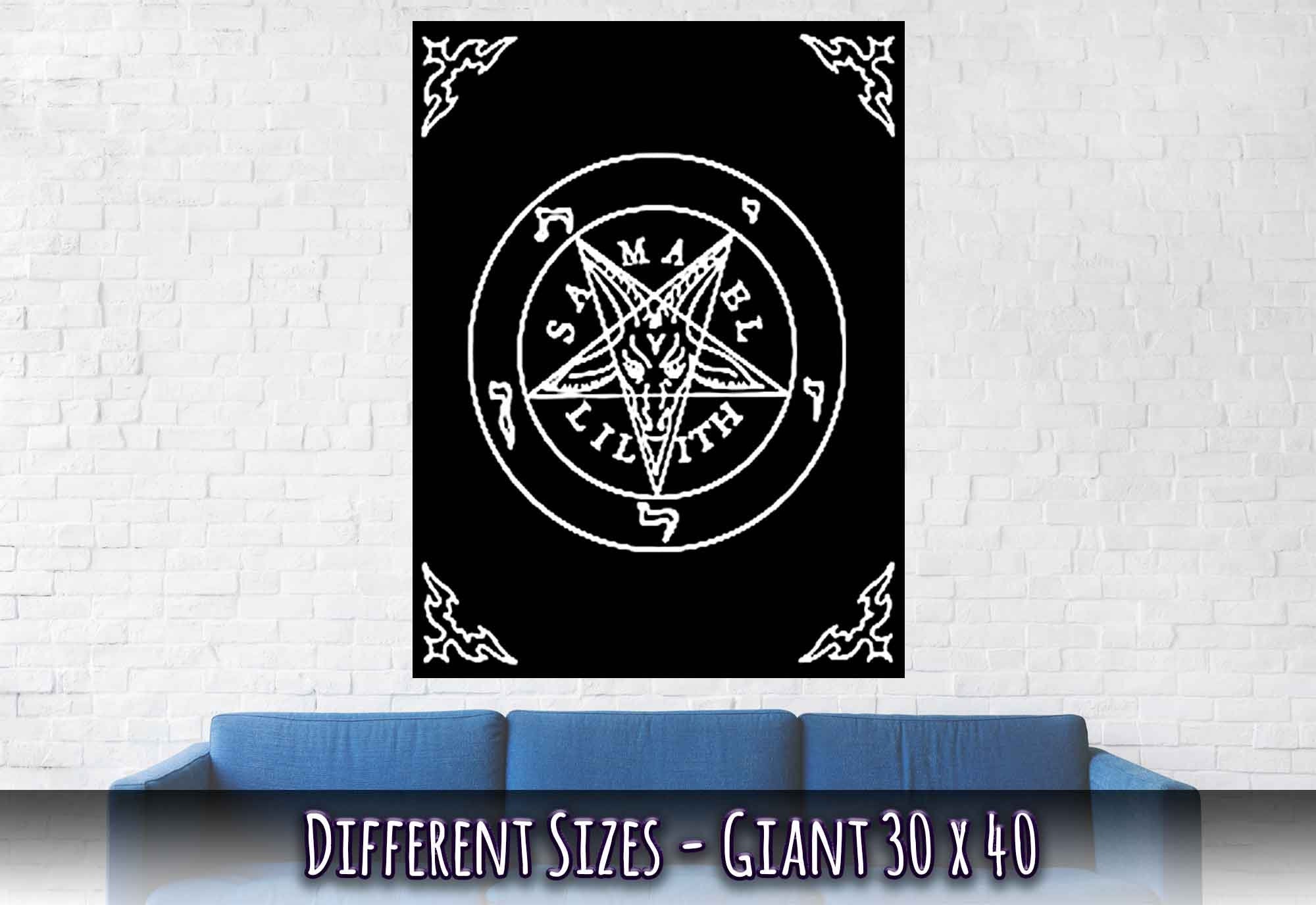 Sigil Of Baphomet Poster - Seal Of Baphomet Poster - White On Black - Samael Lilith Version Print - WallArtPrints4U