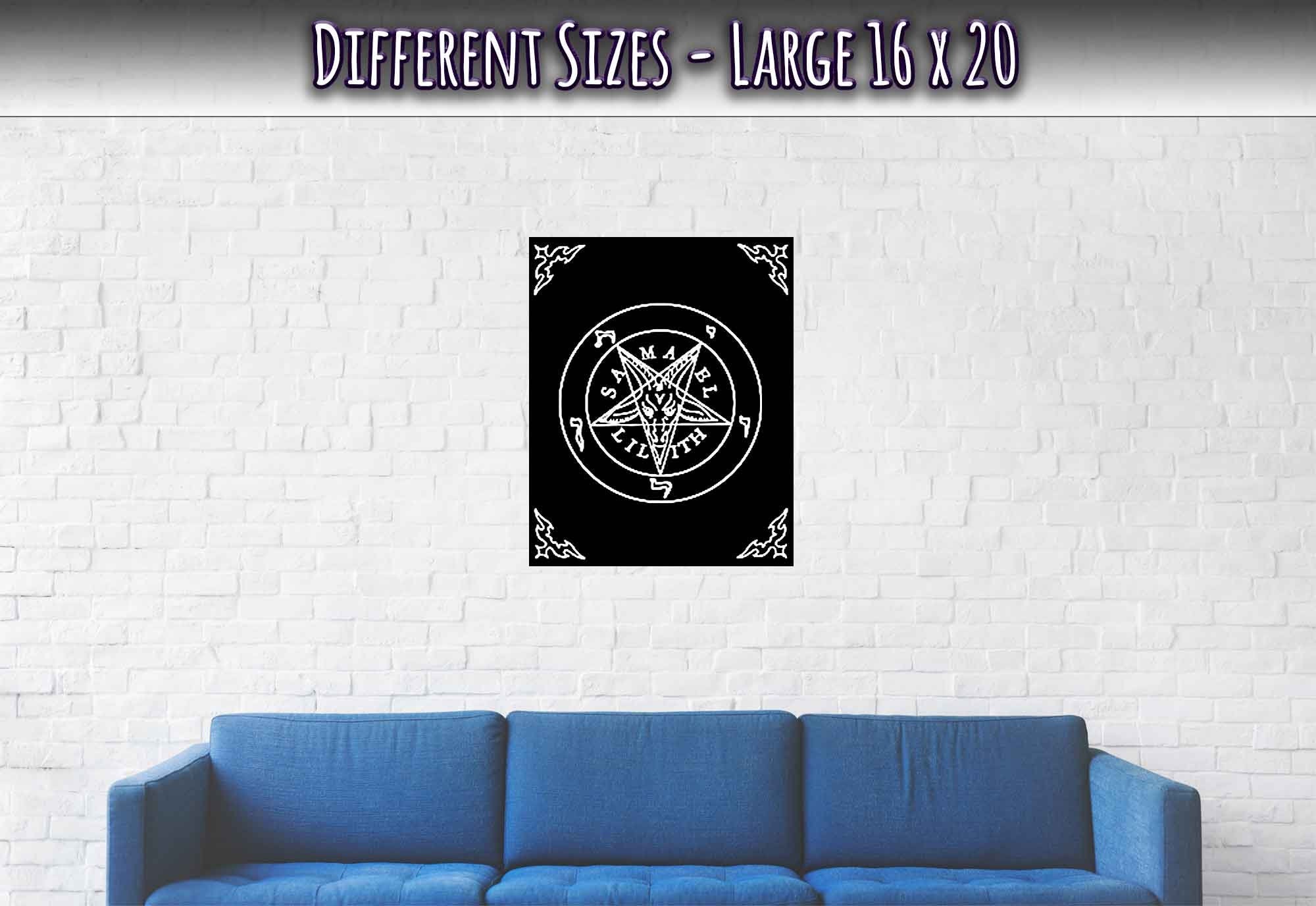 Sigil Of Baphomet Poster - Seal Of Baphomet Poster - White On Black - Samael Lilith Version Print - WallArtPrints4U