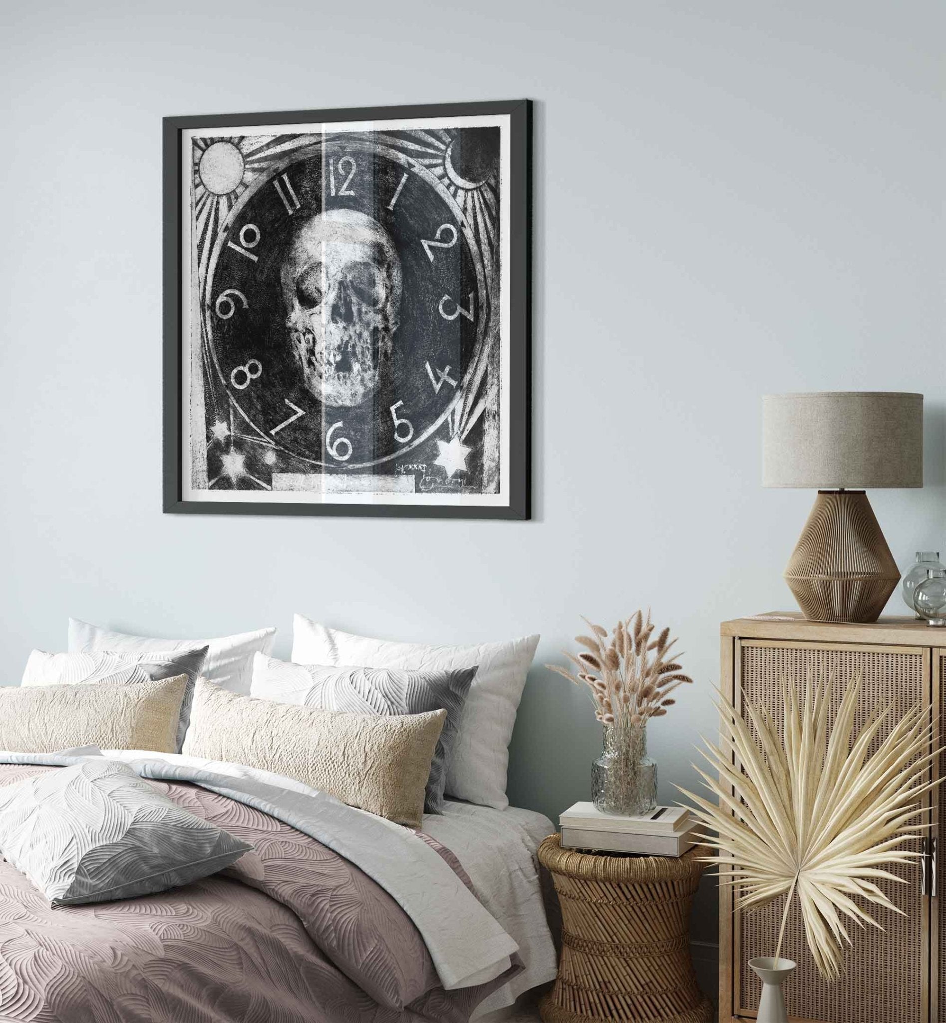 Skull Clock Framed Print - Ruit Hora (Fleeting Time) Framed Print - Luigi Conconi - WallArtPrints4U