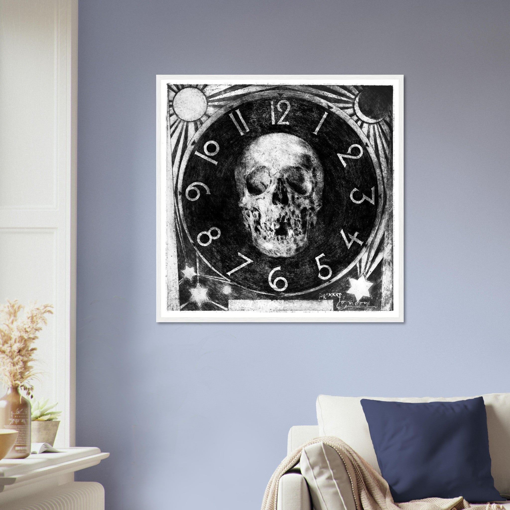 Skull Clock Framed Print - Ruit Hora (Fleeting Time) Framed Print - Luigi Conconi - WallArtPrints4U