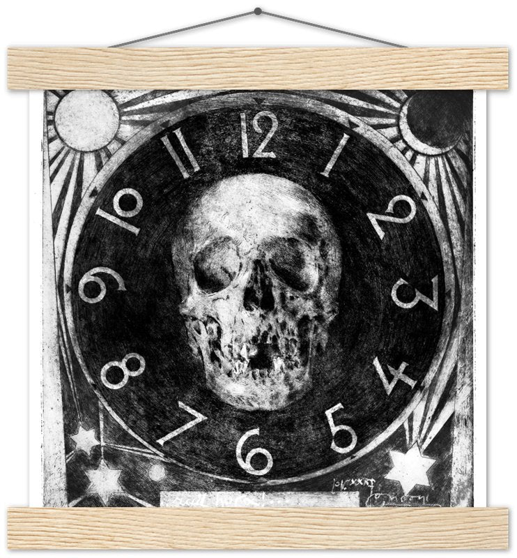 Skull Clock Poster - Ruit Hora (Fleeting Time) Poster - Luigi Conconi - WallArtPrints4U