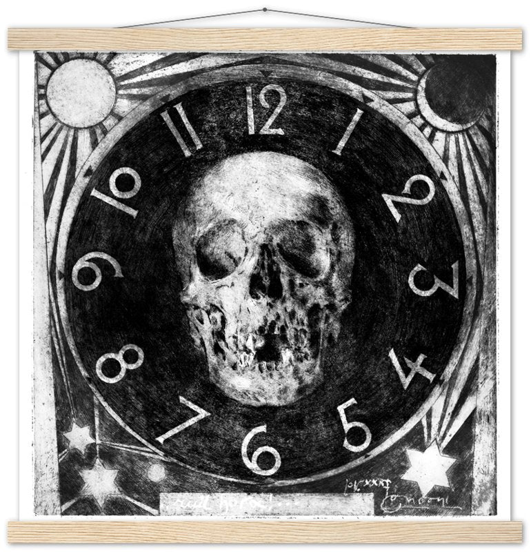 Skull Clock Poster - Ruit Hora (Fleeting Time) Poster - Luigi Conconi - WallArtPrints4U