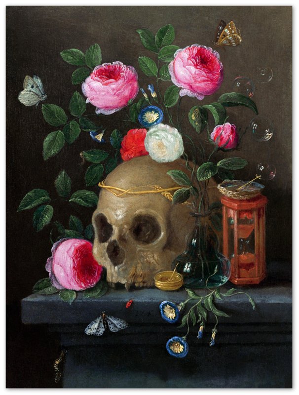 Skull Still Life Poster - Vanitas Still Life Print - Jan Van Kessel - WallArtPrints4U