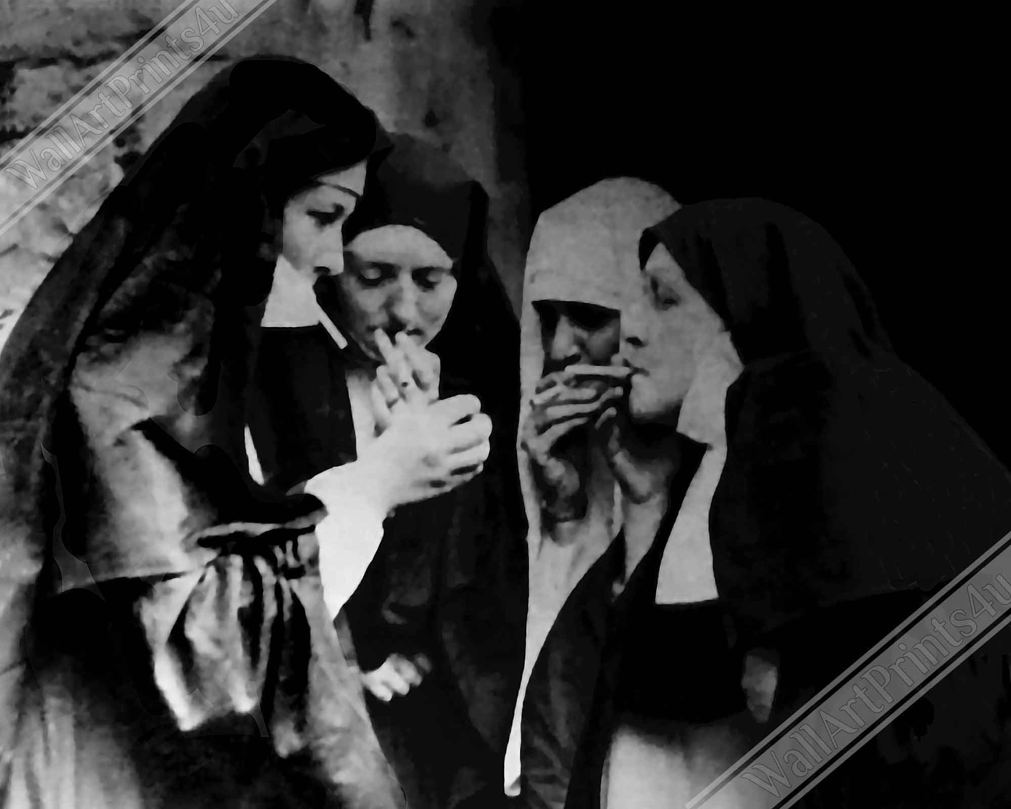 Smoking Nuns Canvas Smoking Nuns In An Irish Pub Canvas Print - WallArtPrints4U