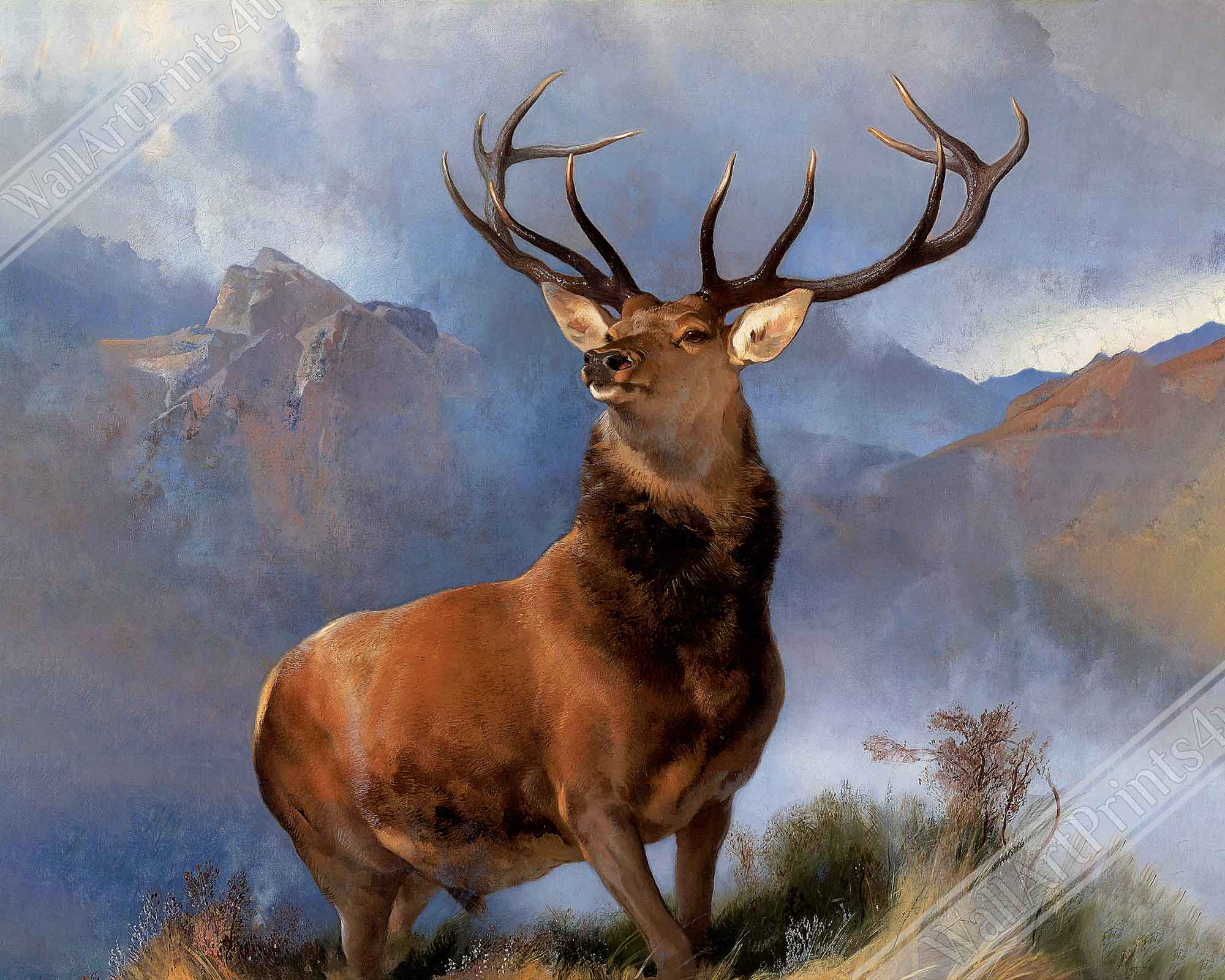 Stag Framed Print, Monarch Of The Glen Stag Print, Red Deer Sir Edwin Landseer - WallArtPrints4U