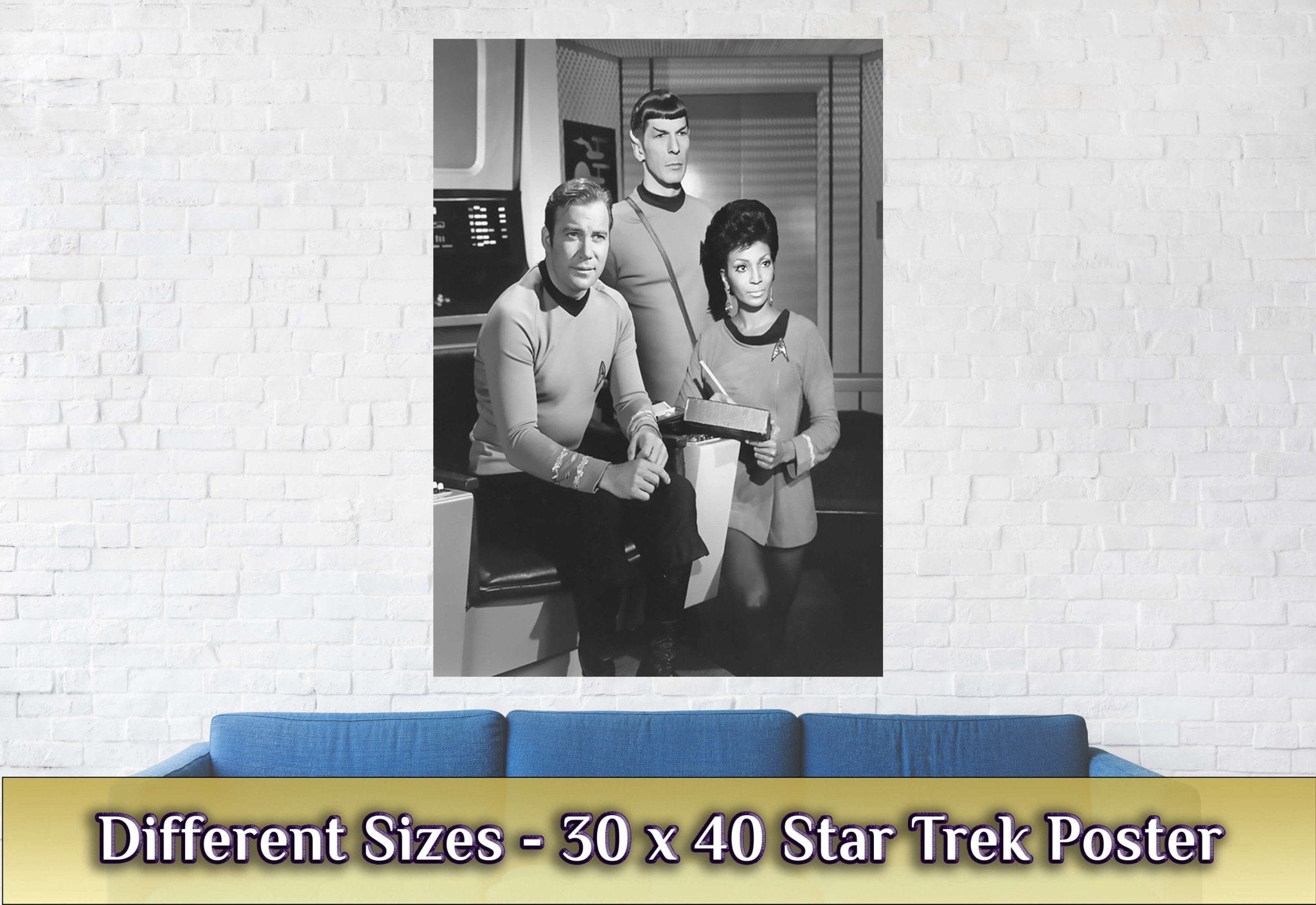 Star Trek Poster, Rare Photo Vintage Kirk, Spock, Uhura Retro Star Trek Giant Poster, Various Sizes Super Sized, Large Or Medium - WallArtPrints4U