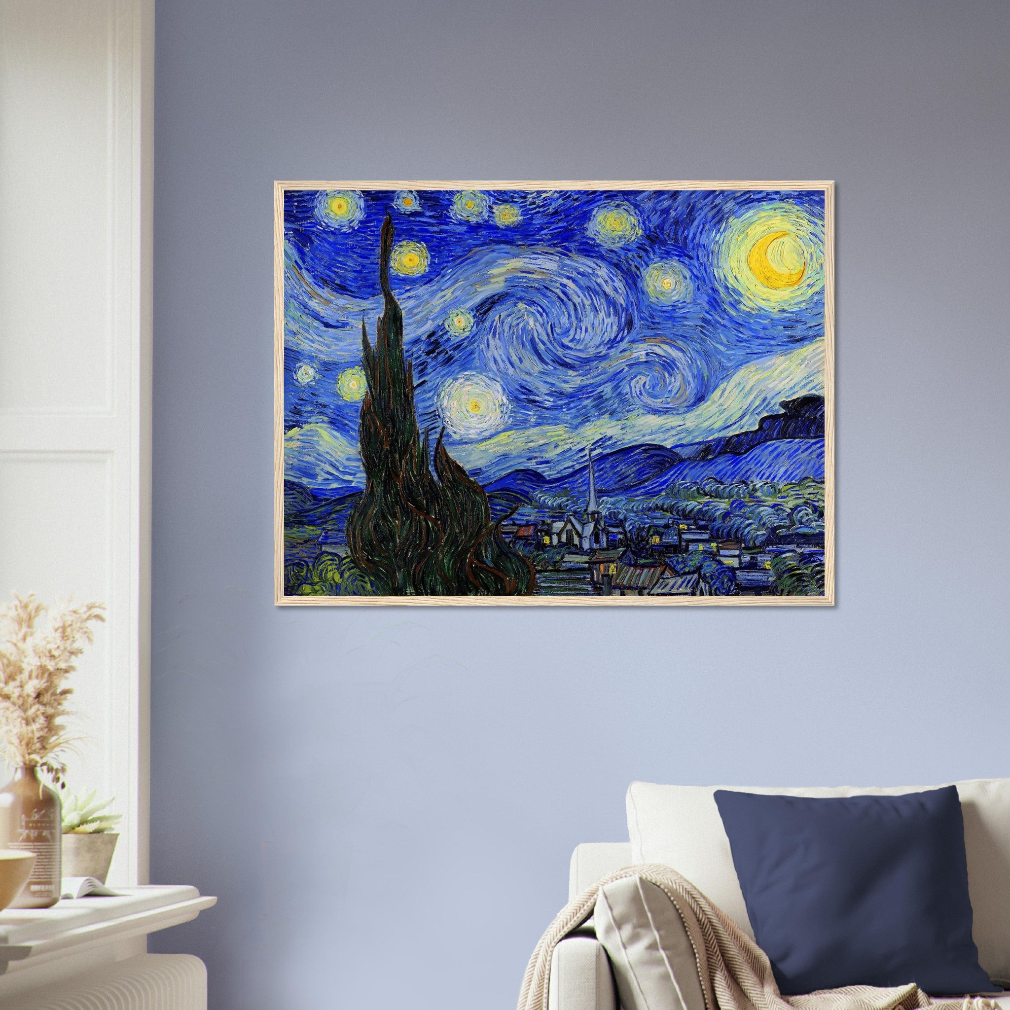 Starry Night Framed Print, Vincent Van Gogh, The Starry Night Print, Asylum Of St Paul 1889, - WallArtPrints4U