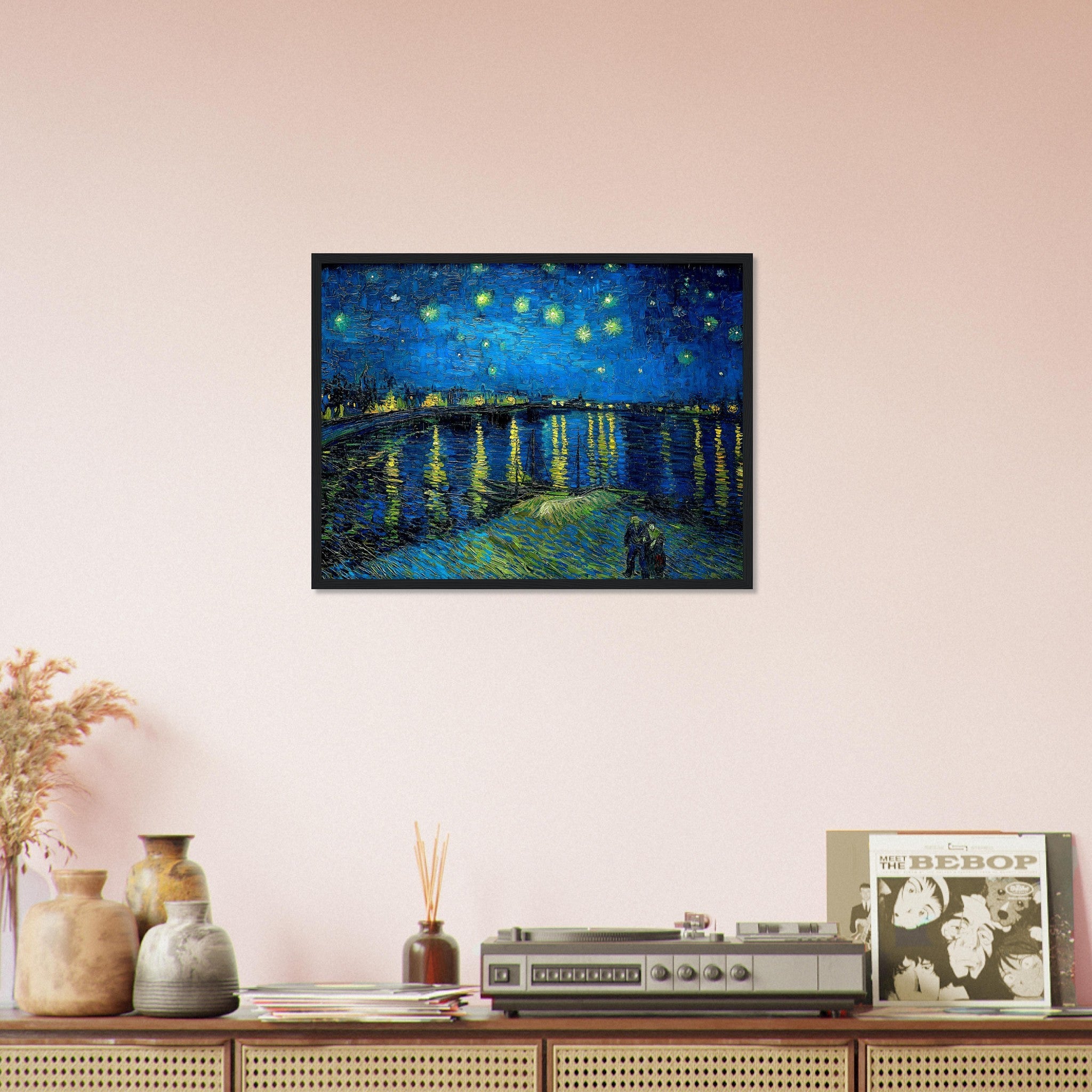 Starry Night Over Rhone Framed Print, Van Gogh - Starry Night Rhone Framed, - WallArtPrints4U