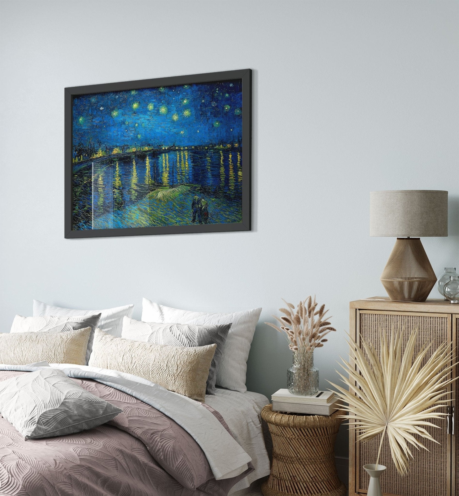 Starry Night Over Rhone Framed Print, Van Gogh - Starry Night Rhone Framed, - WallArtPrints4U