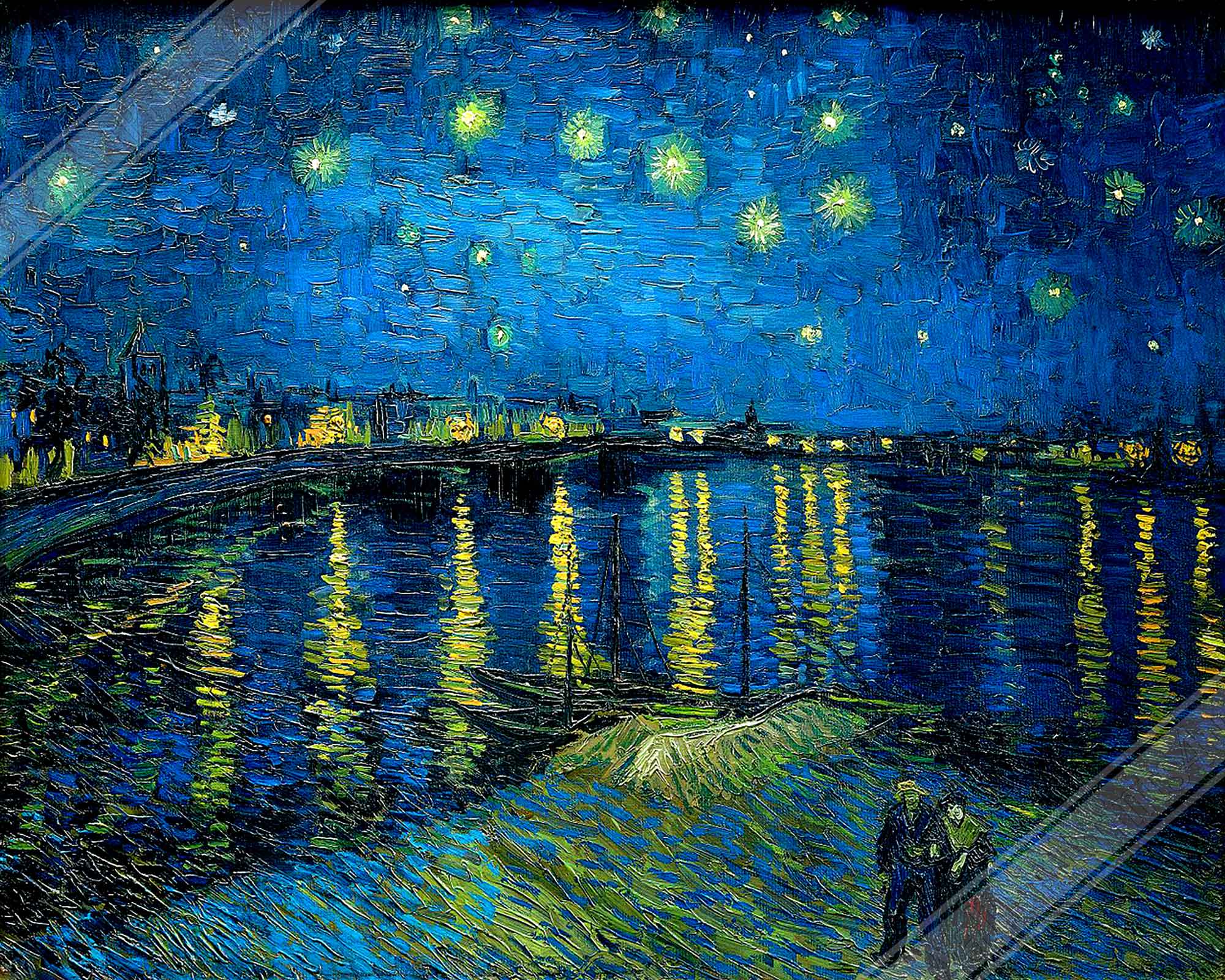 Starry Night Over Rhone Framed Print, Van Gogh - Starry Night Rhone Framed, - WallArtPrints4U