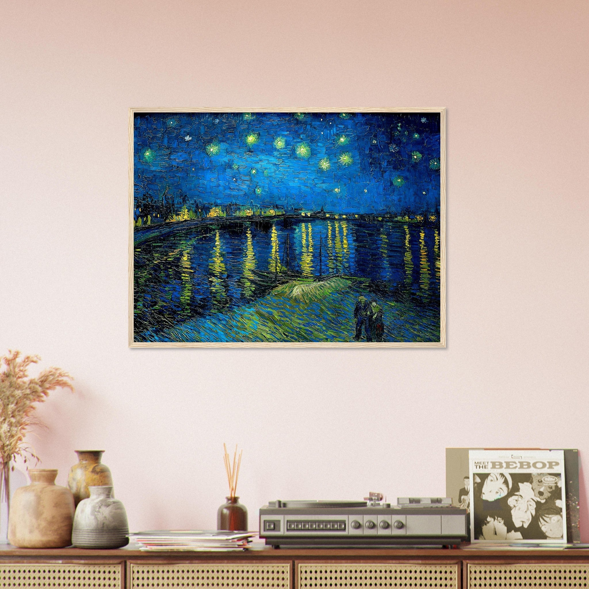 Starry Night Over Rhone Framed Print, Van Gogh - Starry Night Rhone Framed, - WallArtPrints4U