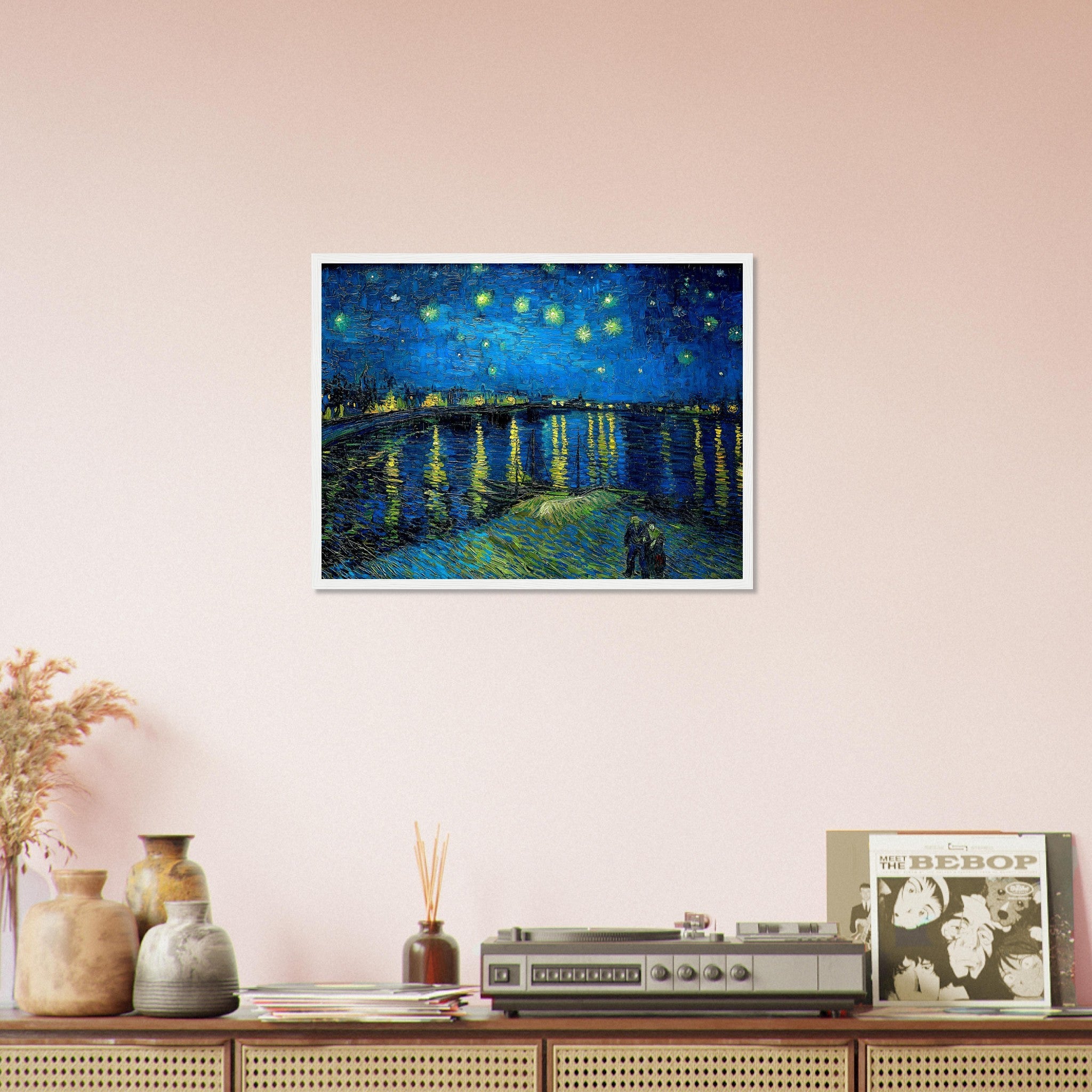 Starry Night Over Rhone Framed Print, Van Gogh - Starry Night Rhone Framed, - WallArtPrints4U