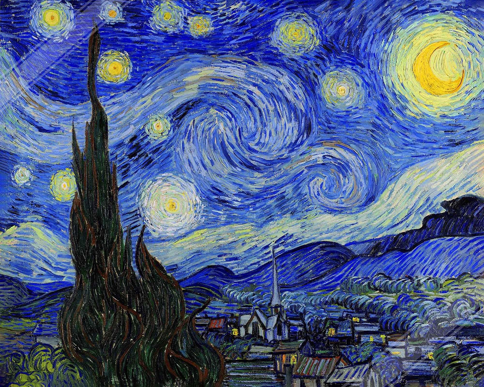 Starry Night Poster, Vincent Van Gogh, The Starry Night Print, Asylum Of St Paul 1889 - WallArtPrints4U