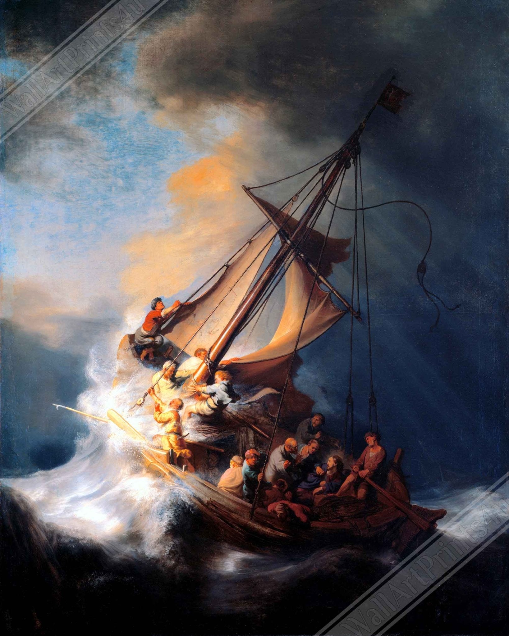 Storm Of The Sea Of Galilee Framed Print, Rembrandt - Storm Of The Sea Of Galilee Framed - WallArtPrints4U