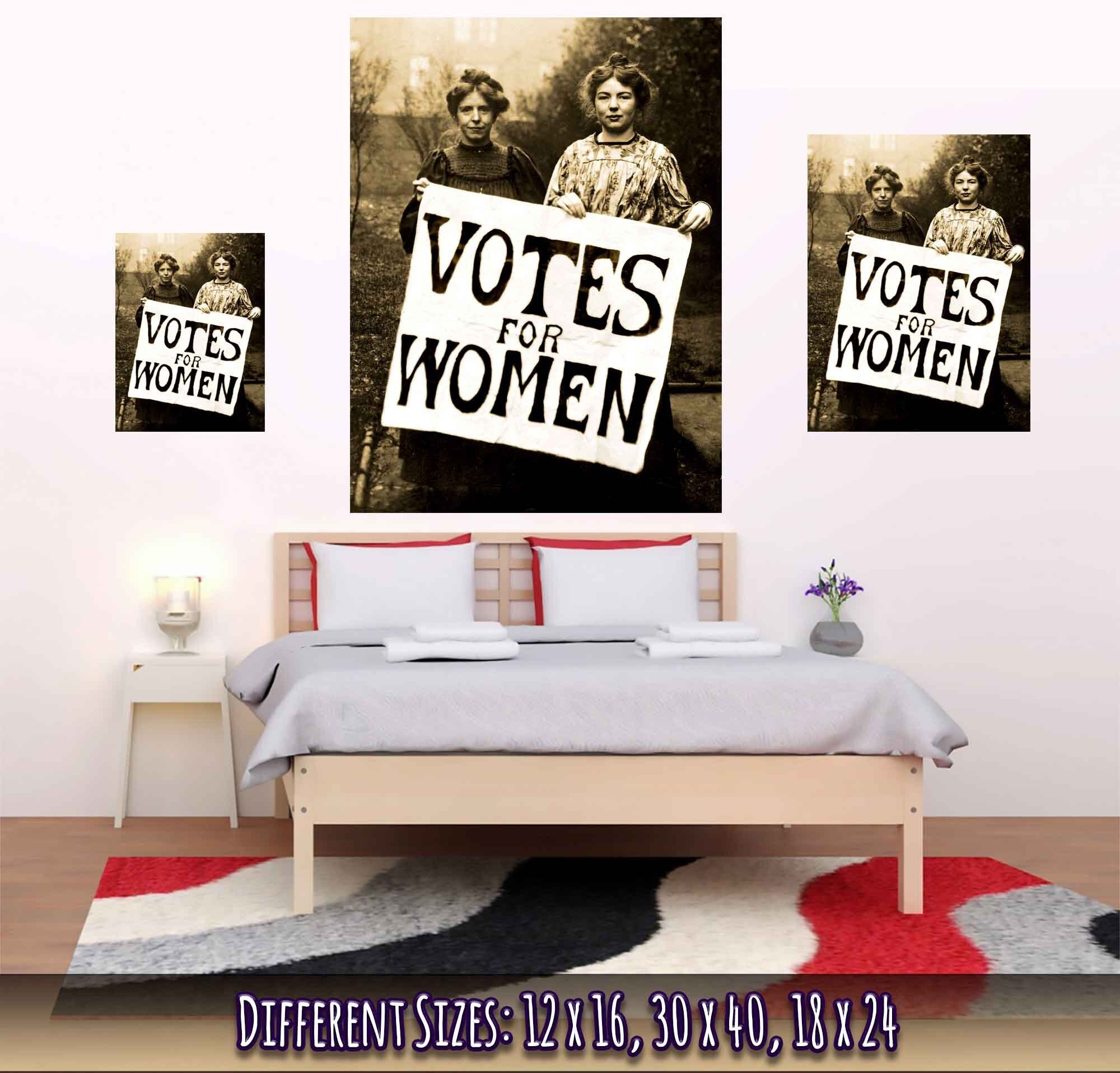 Suffragettes Poster, Votes For Women Print, Vintage Photo Christabel Pankhurst, Annie Kenney - WallArtPrints4U