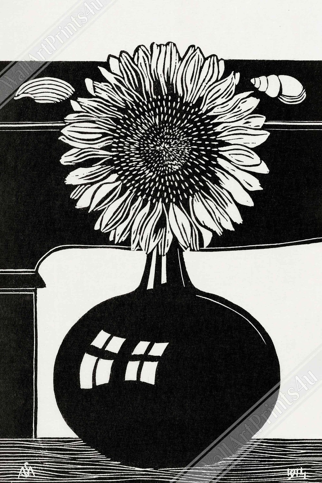 Sunflower Canvas, Samuel Jessurun Halocast Victim, Sunflower Canvas Print Black & White - WallArtPrints4U