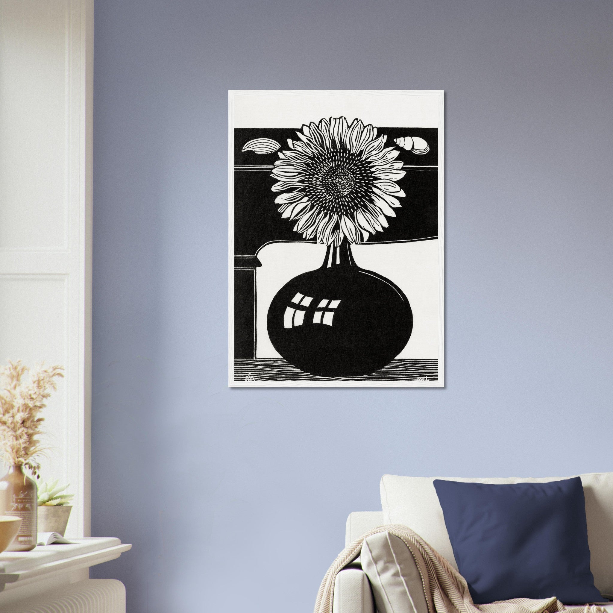 Sunflower Framed, Samuel Jessurun Halocast Victim, Sunflower Framed Print Black & White - WallArtPrints4U