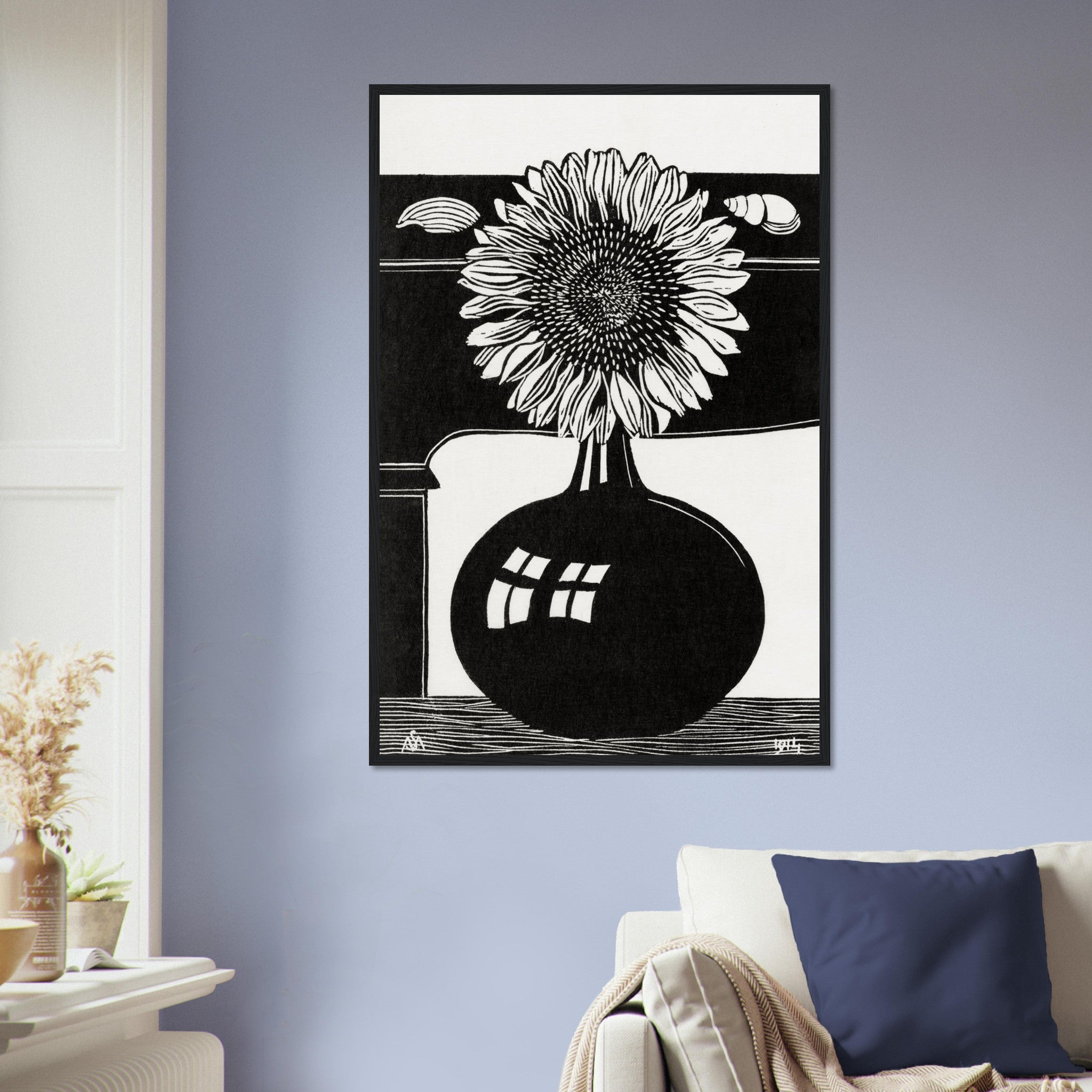 Sunflower Framed, Samuel Jessurun Halocast Victim, Sunflower Framed Print Black & White - WallArtPrints4U