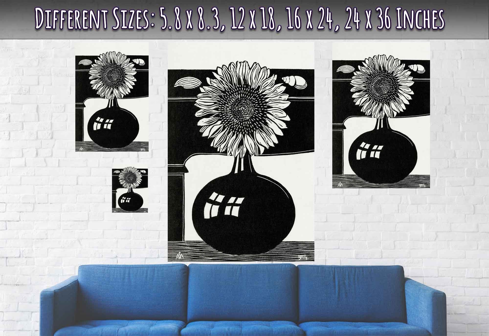 Sunflower Print, Samuel Jessurun Halocast Victim, Sunflower Poster Black & White - WallArtPrints4U