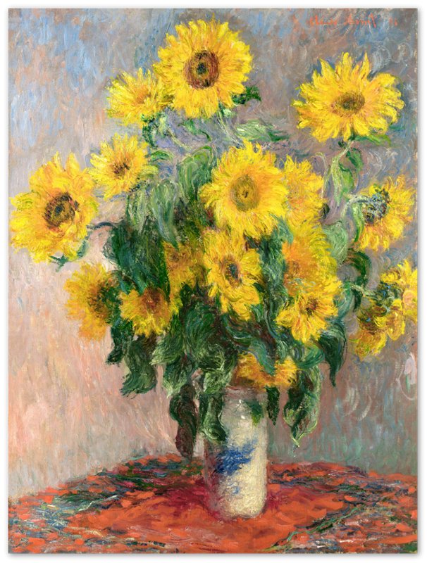Sunflowers Poster, Bouquet Of Sunflowers Print Claude Monet Famous Painting 1881 - WallArtPrints4U