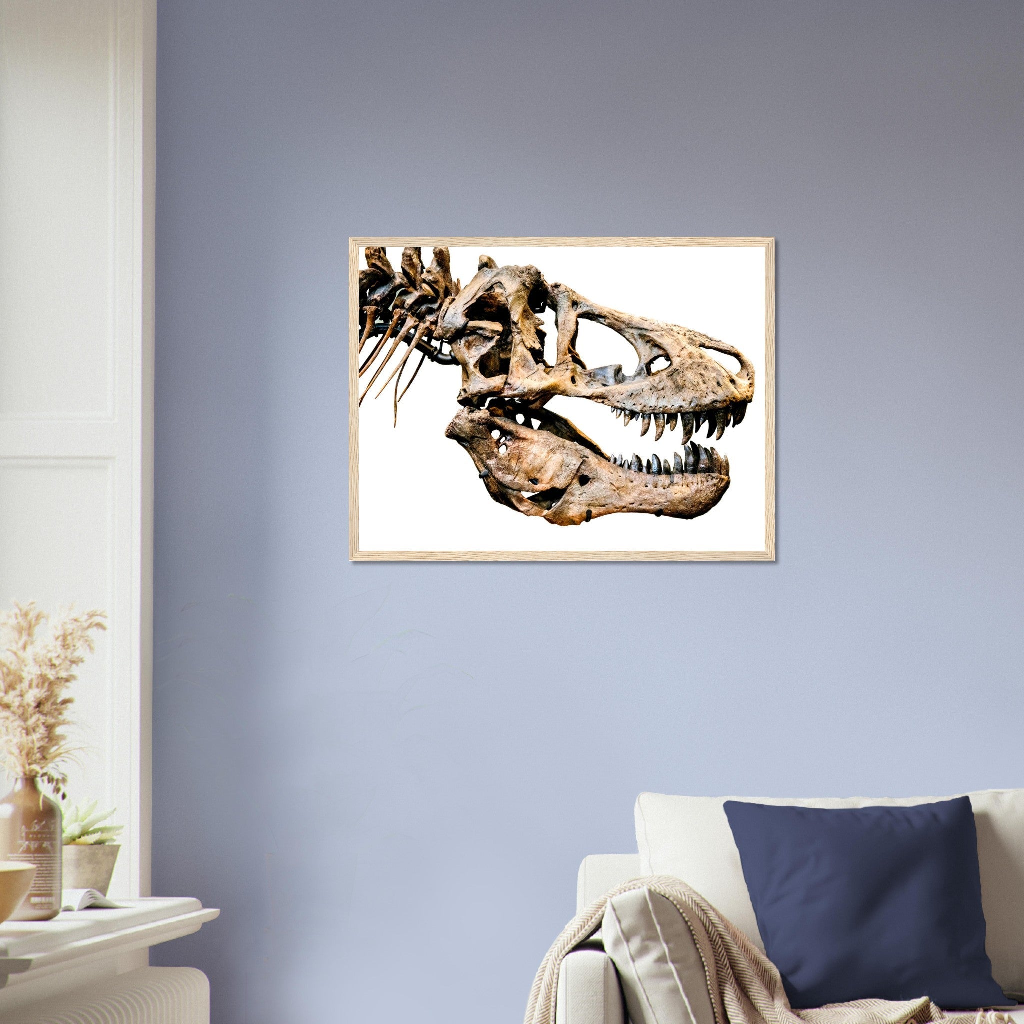 T Rex Skull Framed, Vintage Tyrannosaurus Skull Art - T Rex Skeleton Skull Framed Print Rexy - WallArtPrints4U