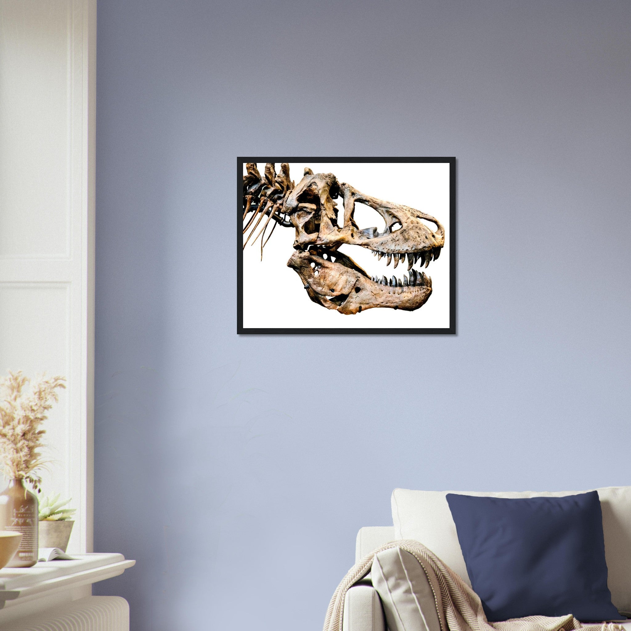 T Rex Skull Framed, Vintage Tyrannosaurus Skull Art - T Rex Skeleton Skull Framed Print Rexy - WallArtPrints4U