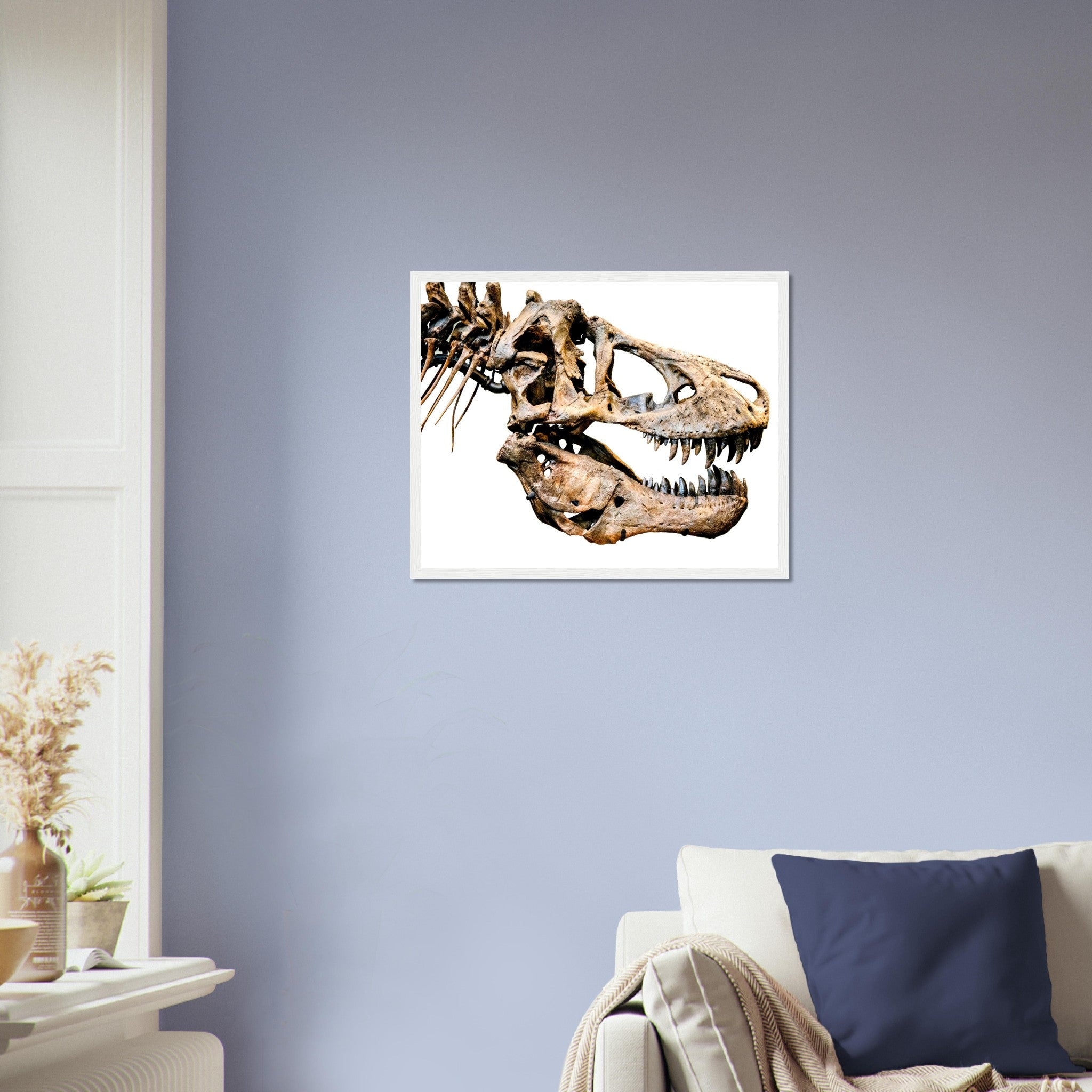 T Rex Skull Framed, Vintage Tyrannosaurus Skull Art - T Rex Skeleton Skull Framed Print Rexy - WallArtPrints4U