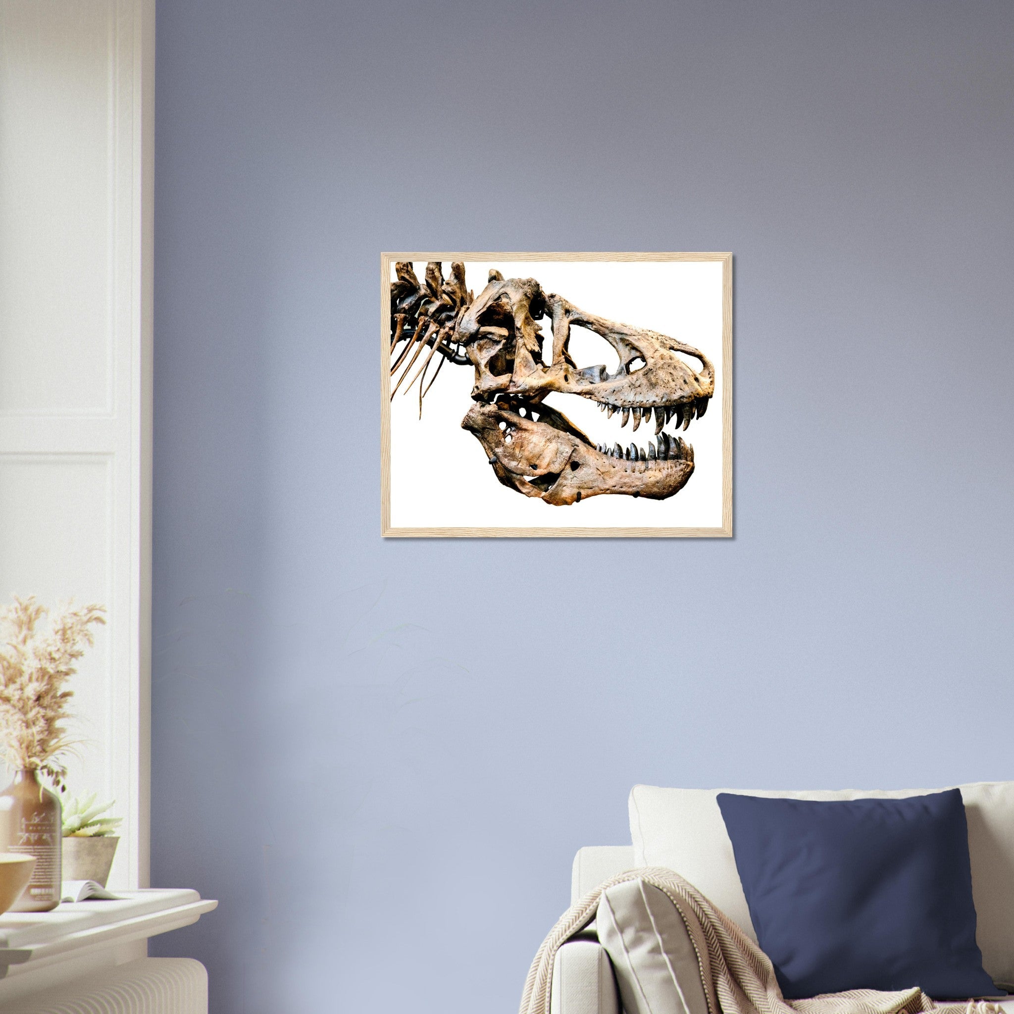 T Rex Skull Framed, Vintage Tyrannosaurus Skull Art - T Rex Skeleton Skull Framed Print Rexy - WallArtPrints4U