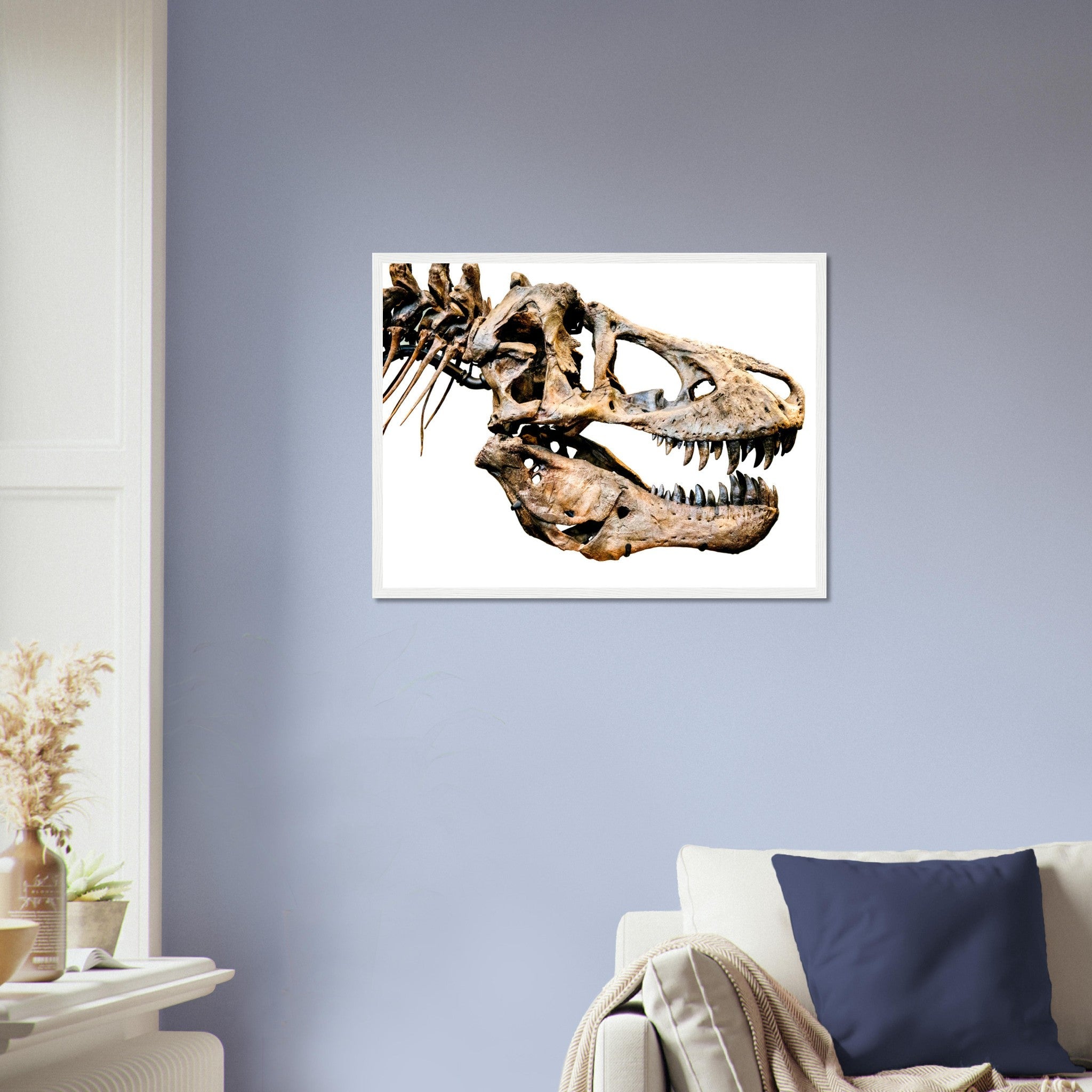 T Rex Skull Framed, Vintage Tyrannosaurus Skull Art - T Rex Skeleton Skull Framed Print Rexy - WallArtPrints4U