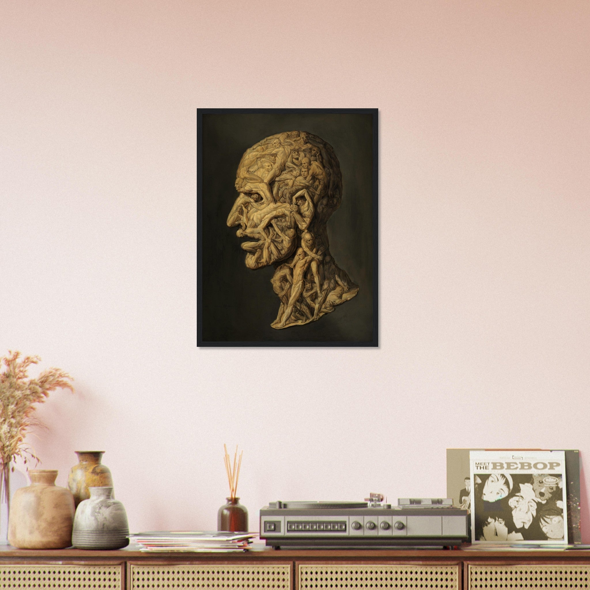 Testa Anatomica Framed Print - Head Made From Nude Figures Wrestling - Testa Anatomica Framed Filippo Baldi UK, EU USA Domestic Shipping - WallArtPrints4U