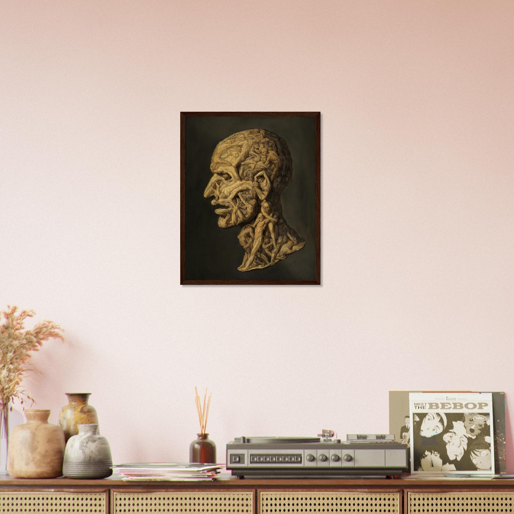 Testa Anatomica Framed Print - Head Made From Nude Figures Wrestling - Testa Anatomica Framed Filippo Baldi UK, EU USA Domestic Shipping - WallArtPrints4U