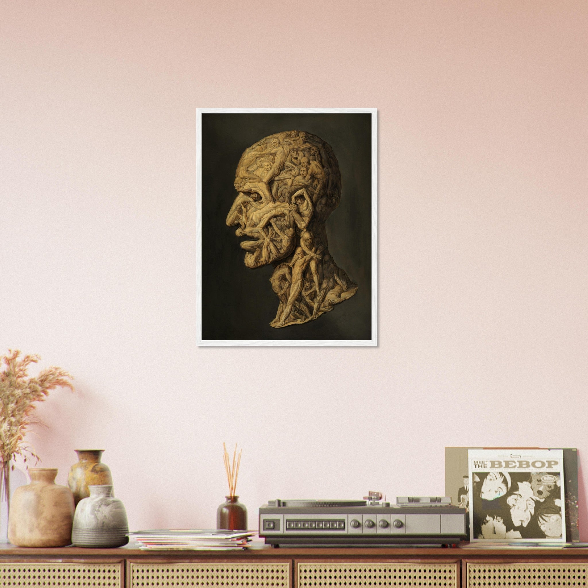 Testa Anatomica Framed Print - Head Made From Nude Figures Wrestling - Testa Anatomica Framed Filippo Baldi UK, EU USA Domestic Shipping - WallArtPrints4U