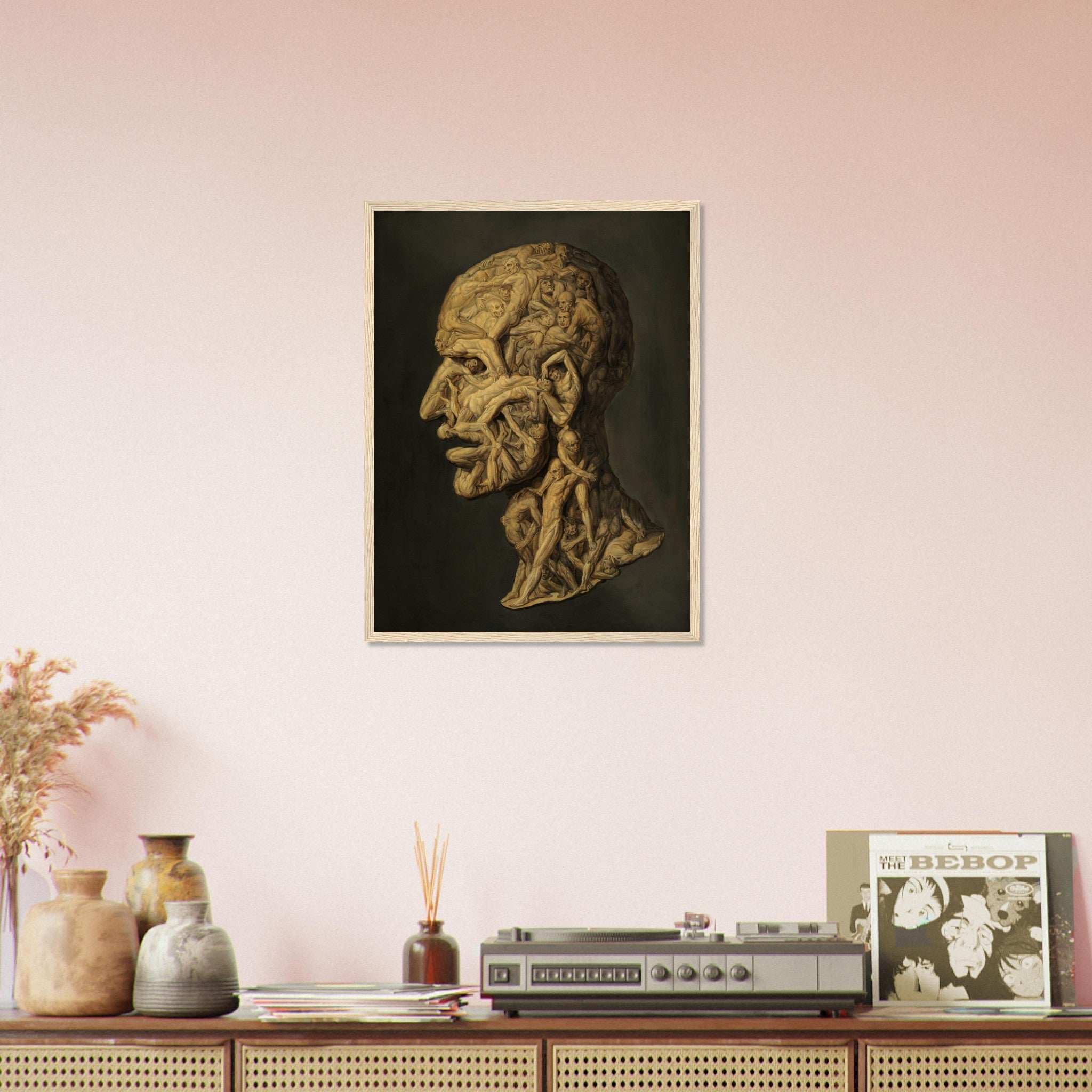 Testa Anatomica Framed Print - Head Made From Nude Figures Wrestling - Testa Anatomica Framed Filippo Baldi UK, EU USA Domestic Shipping - WallArtPrints4U