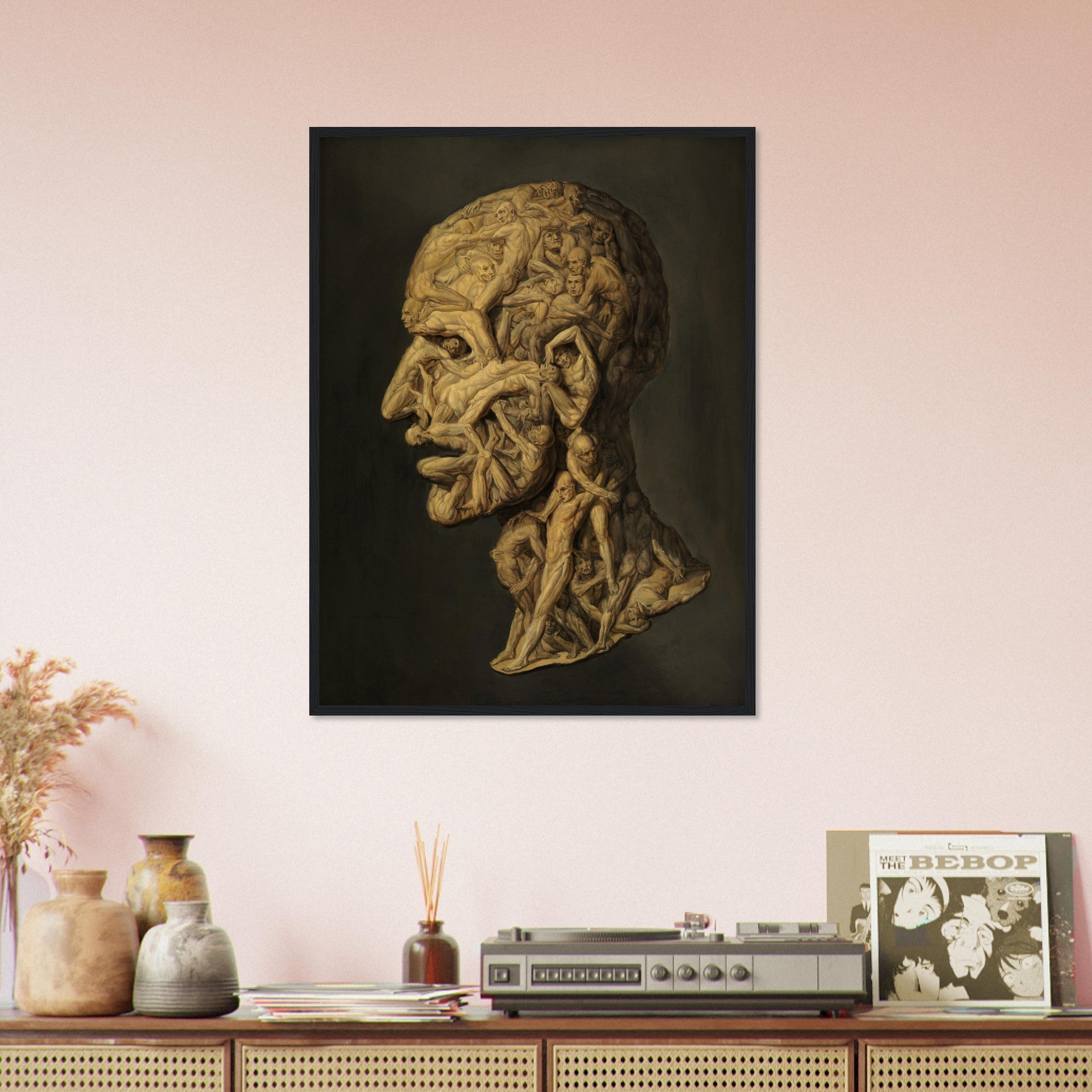 Testa Anatomica Framed Print - Head Made From Nude Figures Wrestling - Testa Anatomica Framed Filippo Baldi UK, EU USA Domestic Shipping - WallArtPrints4U