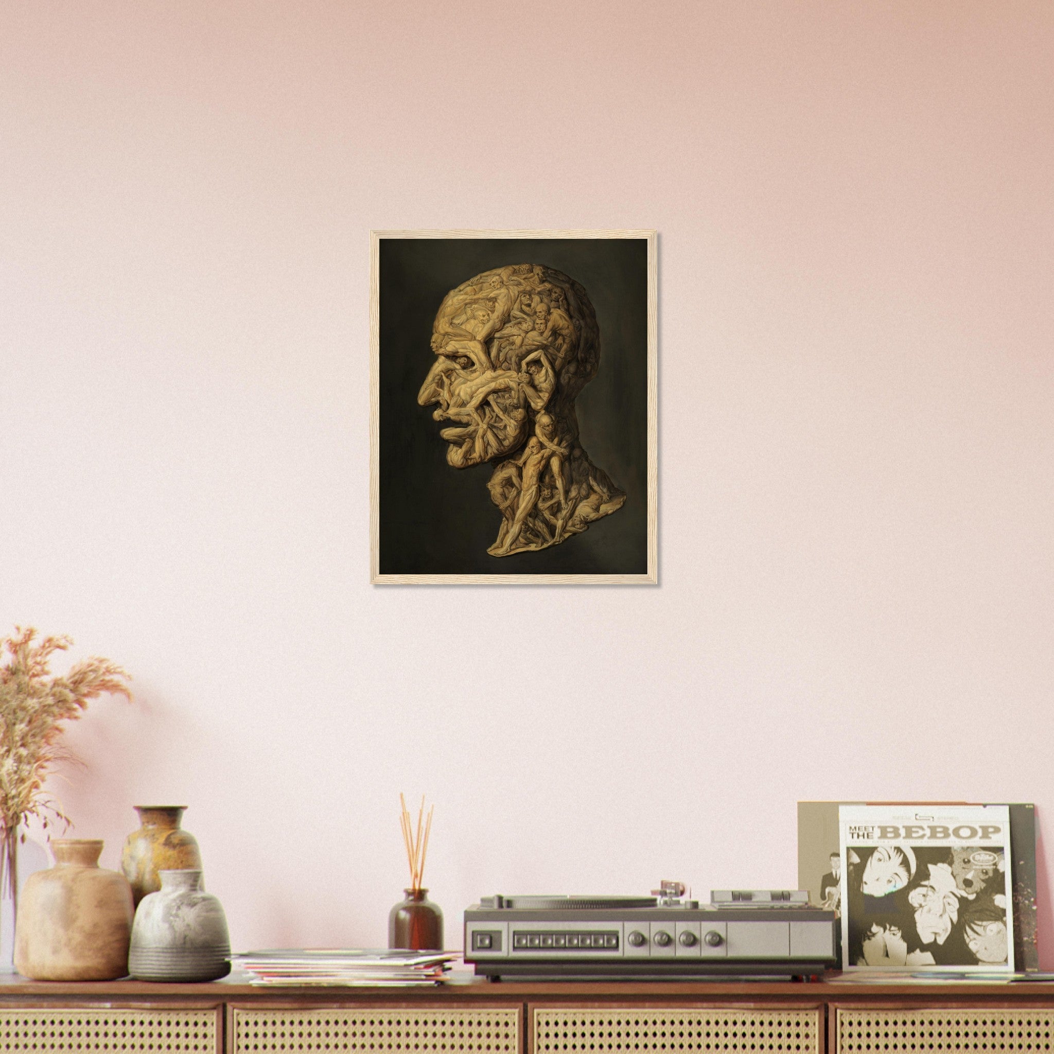 Testa Anatomica Framed Print - Head Made From Nude Figures Wrestling - Testa Anatomica Framed Filippo Baldi UK, EU USA Domestic Shipping - WallArtPrints4U