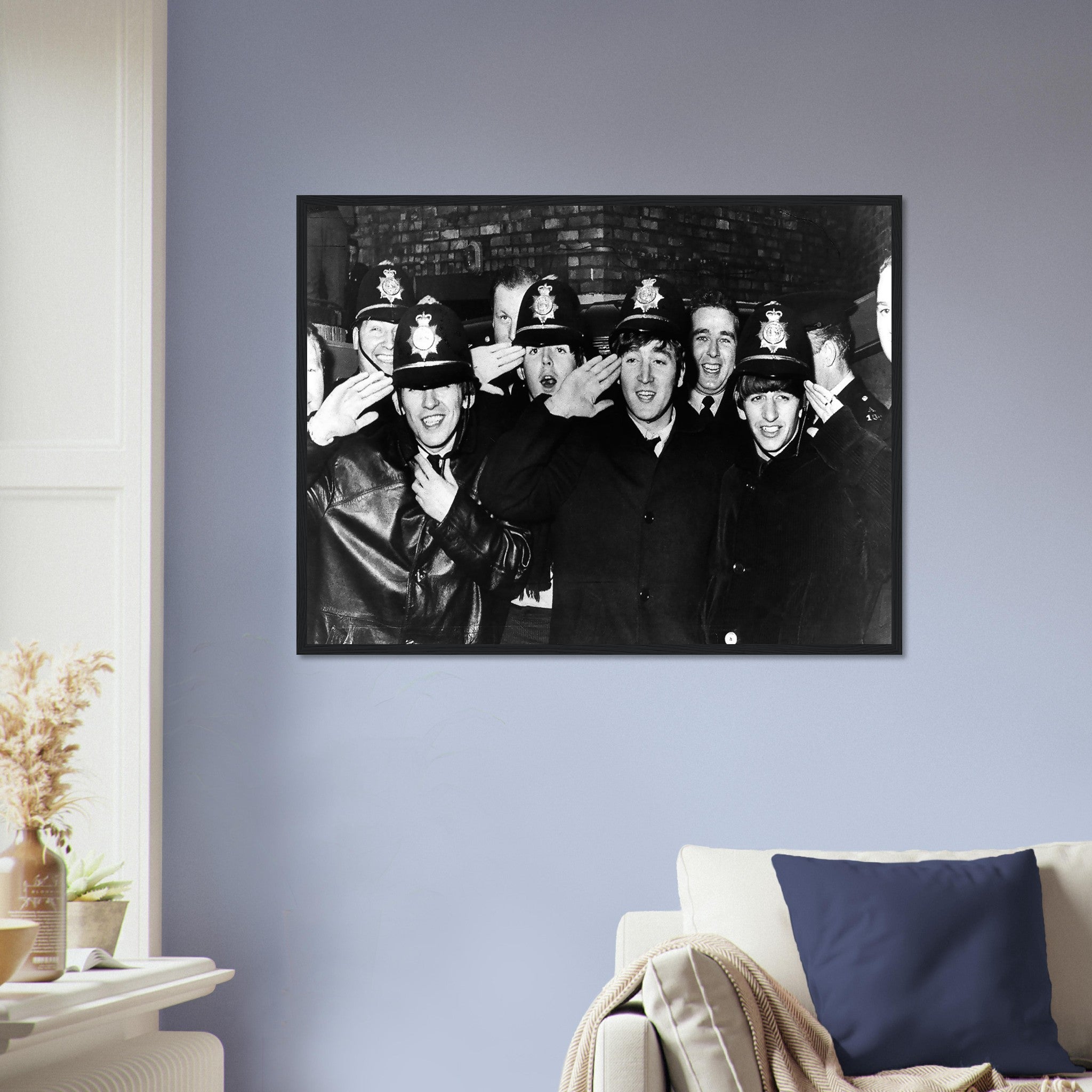 The Beatles Framed, Posing With Police, Vintage Photo Portrait - The Beatles Birmingham Hippodrome - WallArtPrints4U