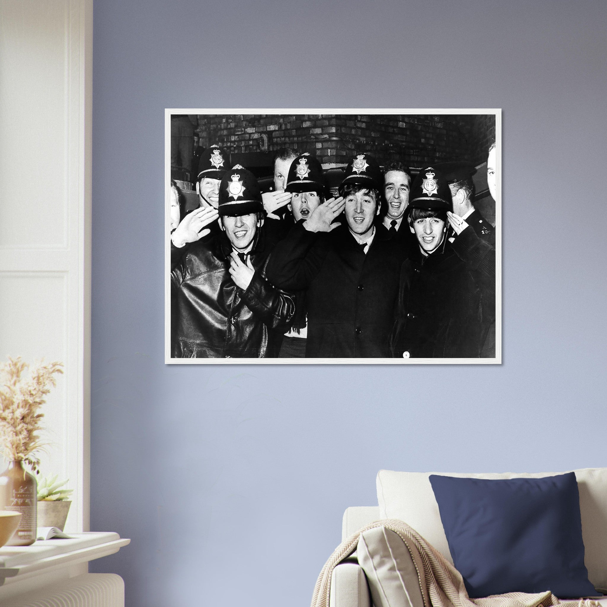 The Beatles Framed, Posing With Police, Vintage Photo Portrait - The Beatles Birmingham Hippodrome - WallArtPrints4U