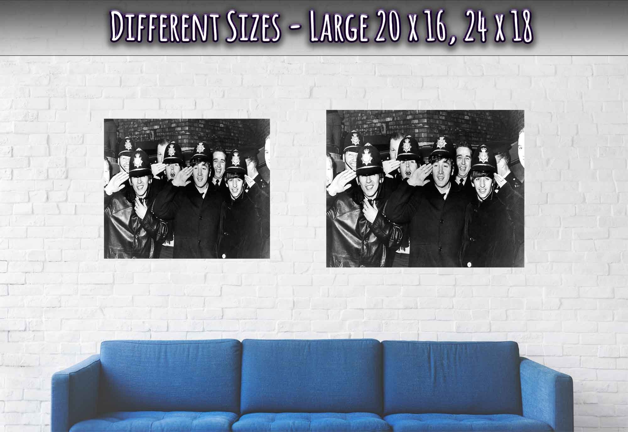 The Beatles Poster, Posing With Police, Vintage Photo Portrait - The Beatles Birmingham Hippodrome - WallArtPrints4U