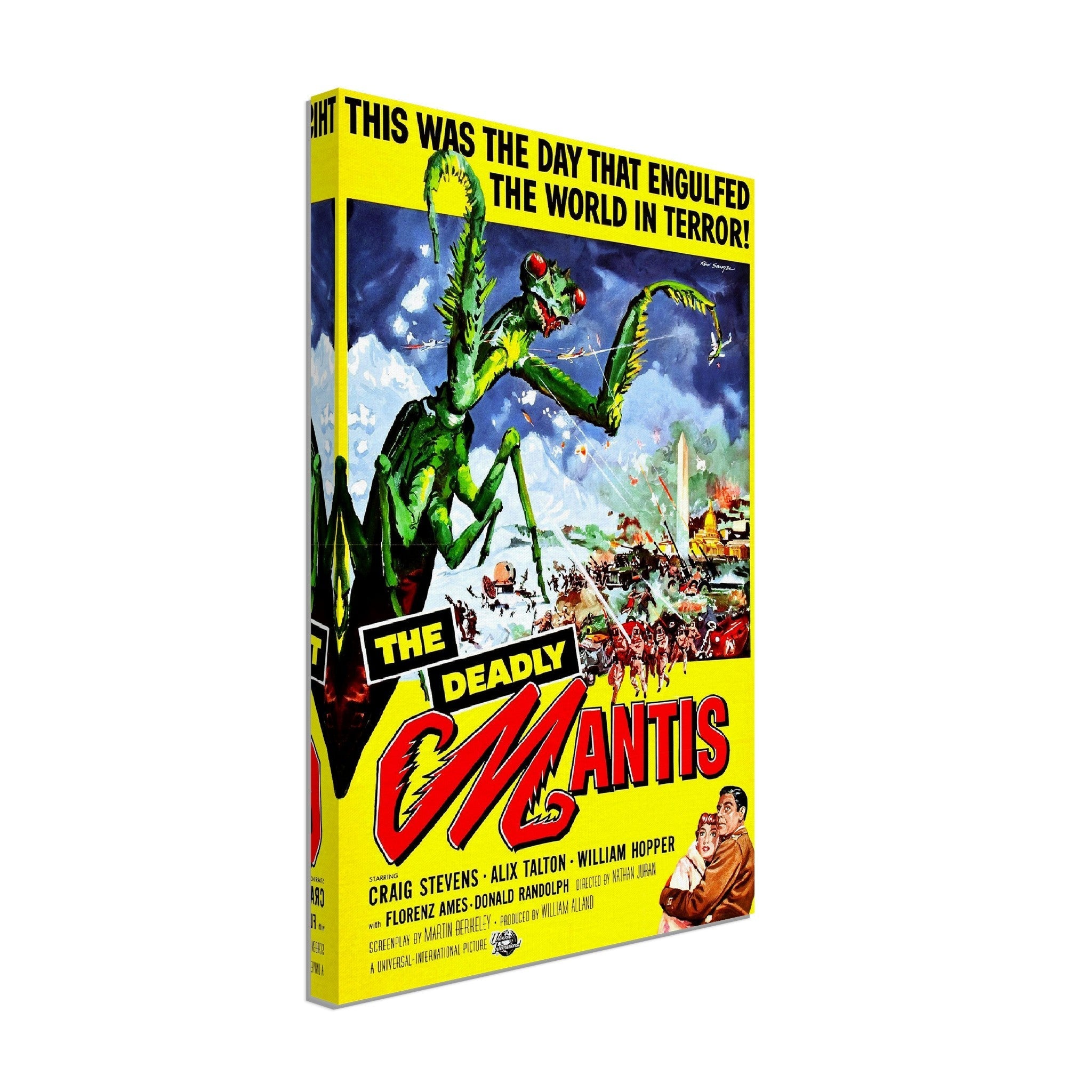The Deadly Mantis Canvas, Vintage Horror Movie Canvas 1957 Version 2 Canvas Film Art - WallArtPrints4U