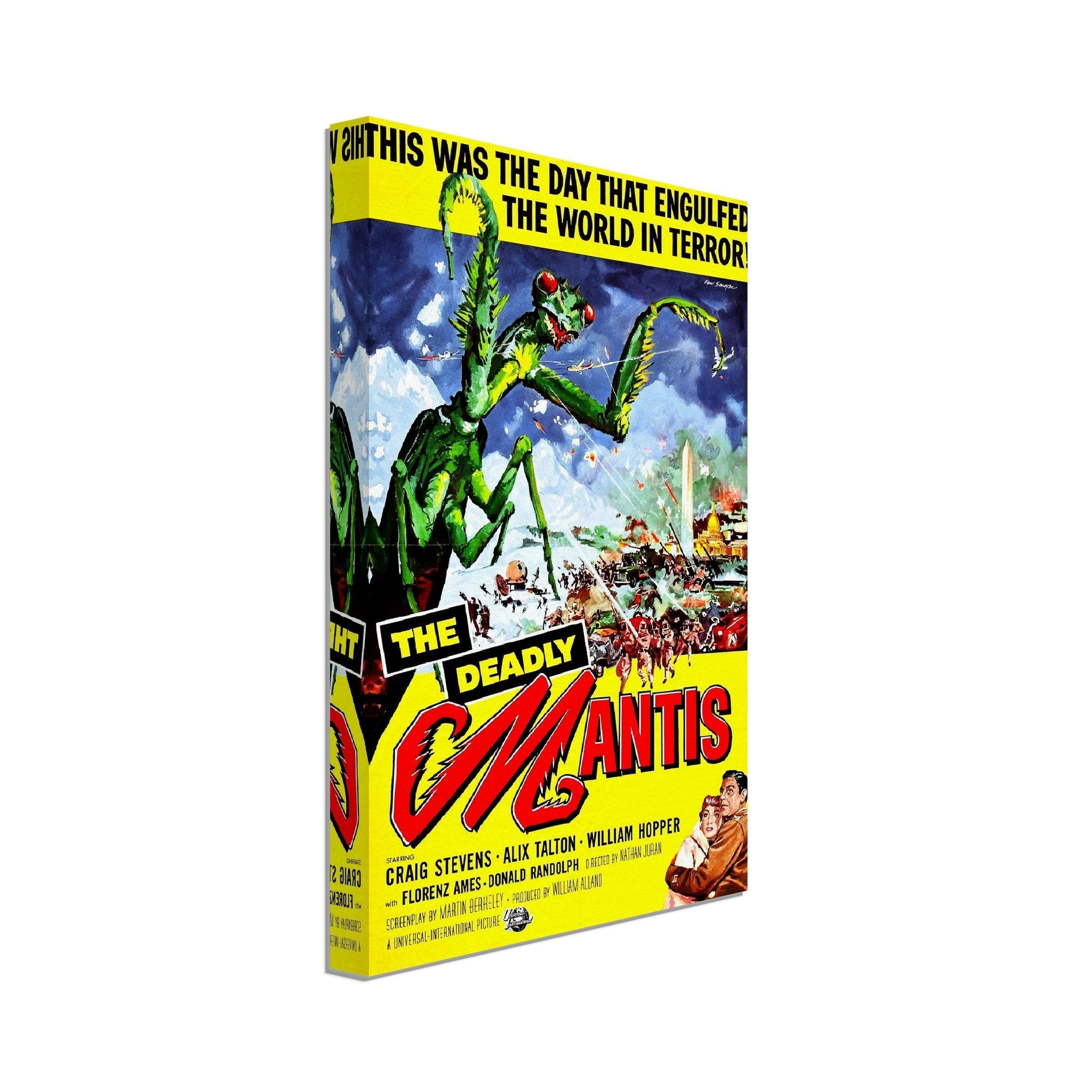The Deadly Mantis Canvas, Vintage Horror Movie Canvas 1957 Version 2 Canvas Film Art - WallArtPrints4U